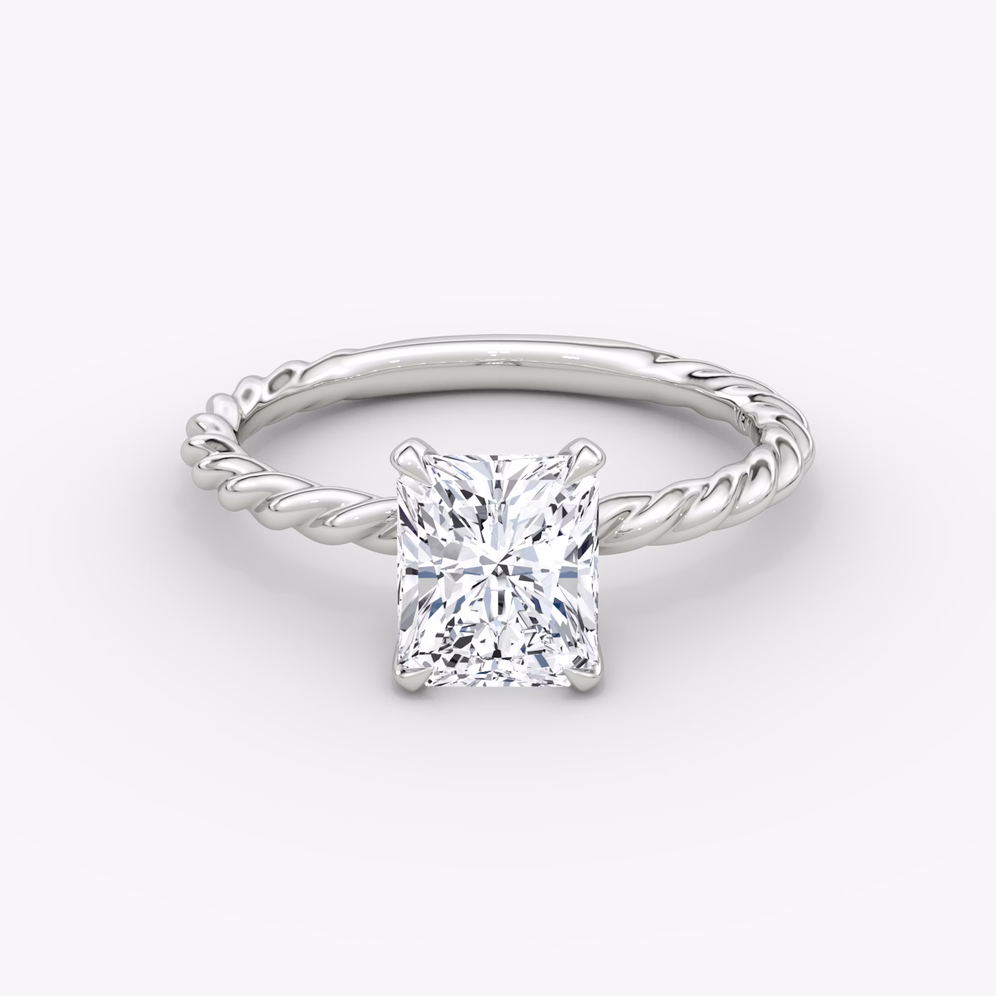 The Classic Rope | Radiant | 18k | White Gold | bandAccent: Plain | diamondOrientation: vertical | caratWeight: other