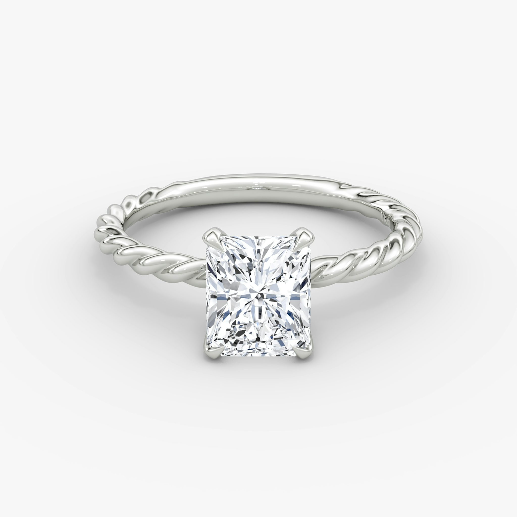 The Classic Rope | Radiant | 18k | White Gold | bandAccent: Plain | diamondOrientation: vertical | caratWeight: other
