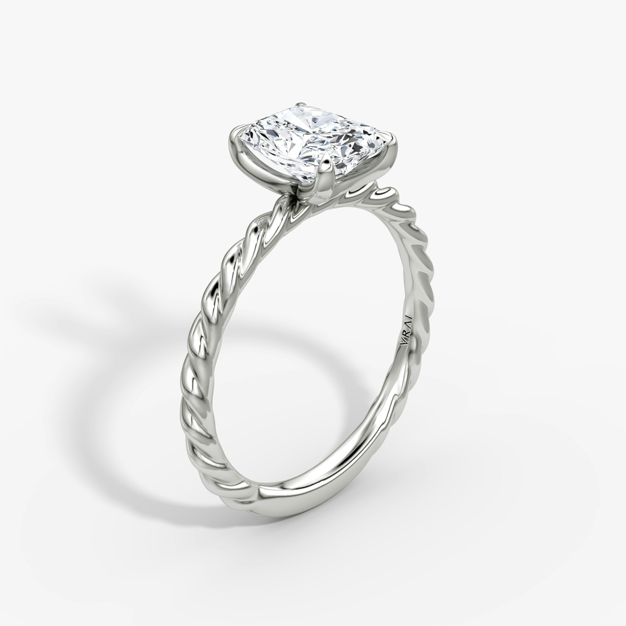 The Classic Rope | Radiant | 18k | White Gold | bandAccent: Plain | diamondOrientation: vertical | caratWeight: other
