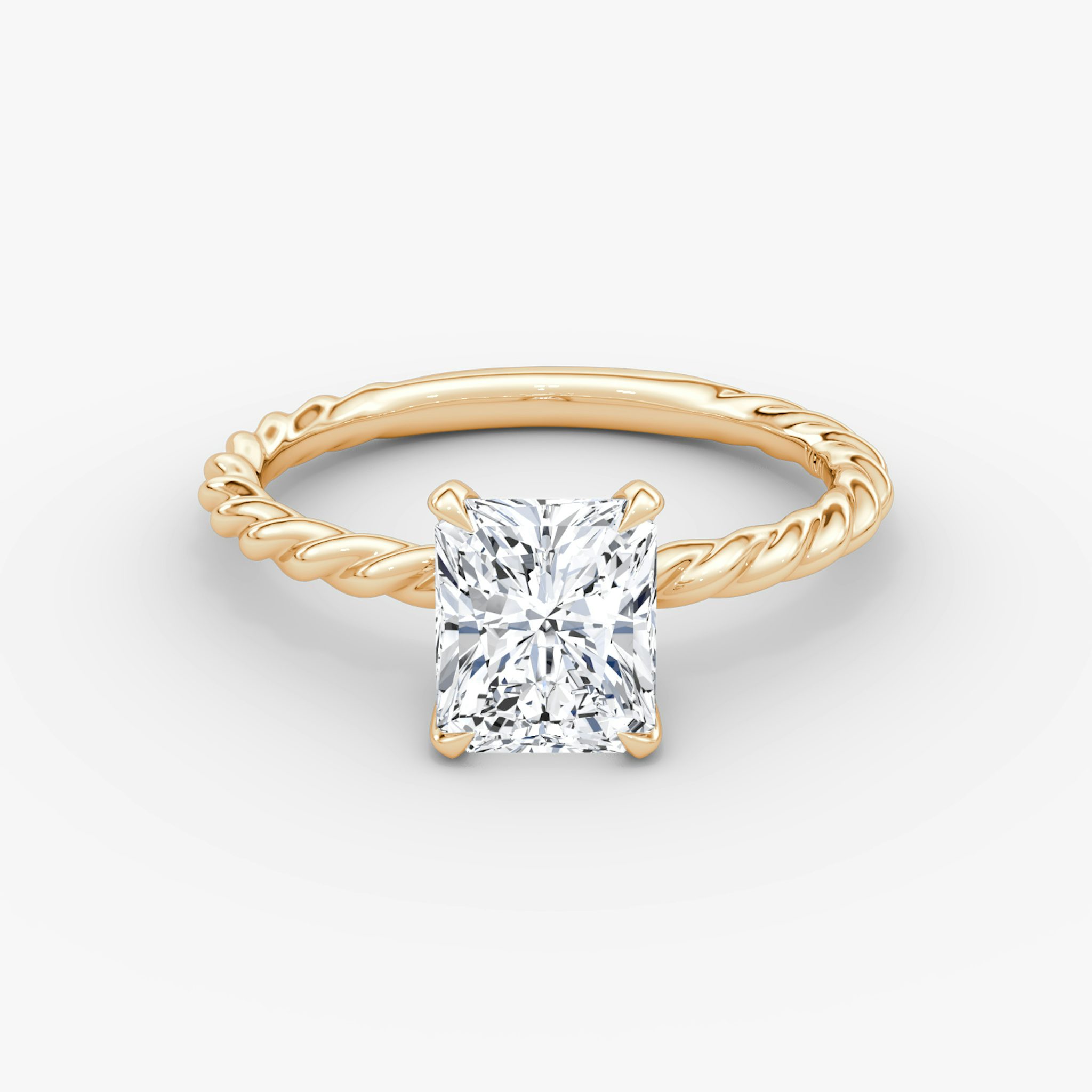 The Classic Rope | Radiant | 14k | Rose Gold | bandAccent: Plain | diamondOrientation: vertical | caratWeight: other
