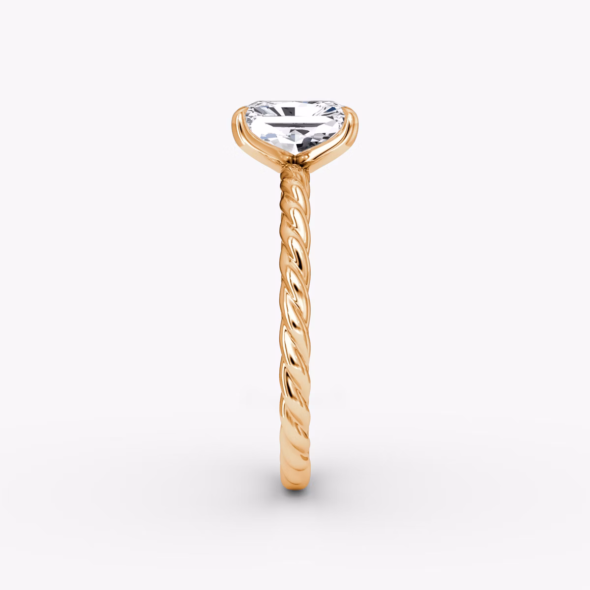 The Classic Rope | Radiant | 14k | Rose Gold | bandAccent: Plain | diamondOrientation: vertical | caratWeight: other