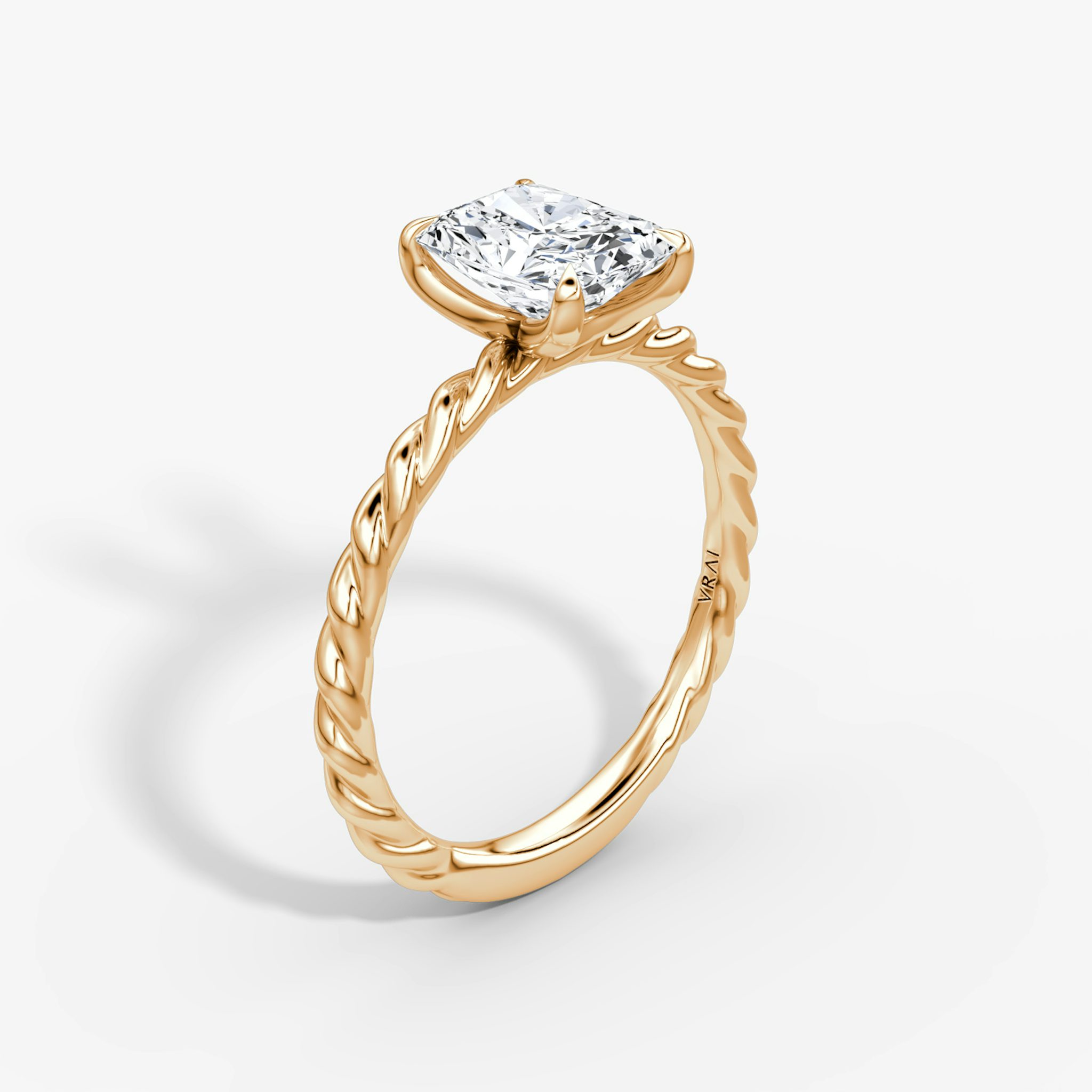 The Classic Rope | Radiant | 14k | Rose Gold | bandAccent: Plain | diamondOrientation: vertical | caratWeight: other