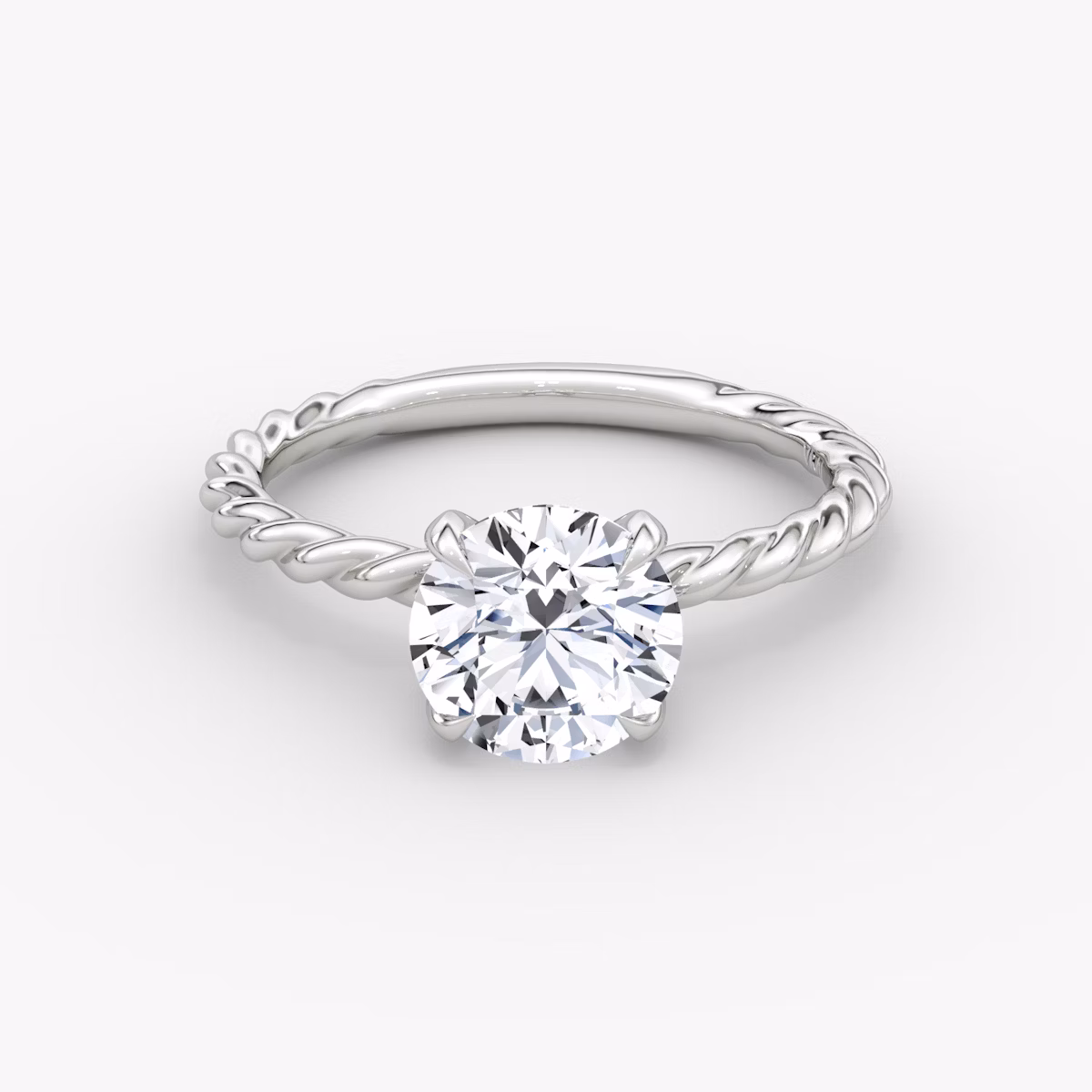 The Classic Rope | Round Brilliant | 18k | White Gold | bandAccent: Plain | caratWeight: 1.0ct | diamondOrientation: vertical