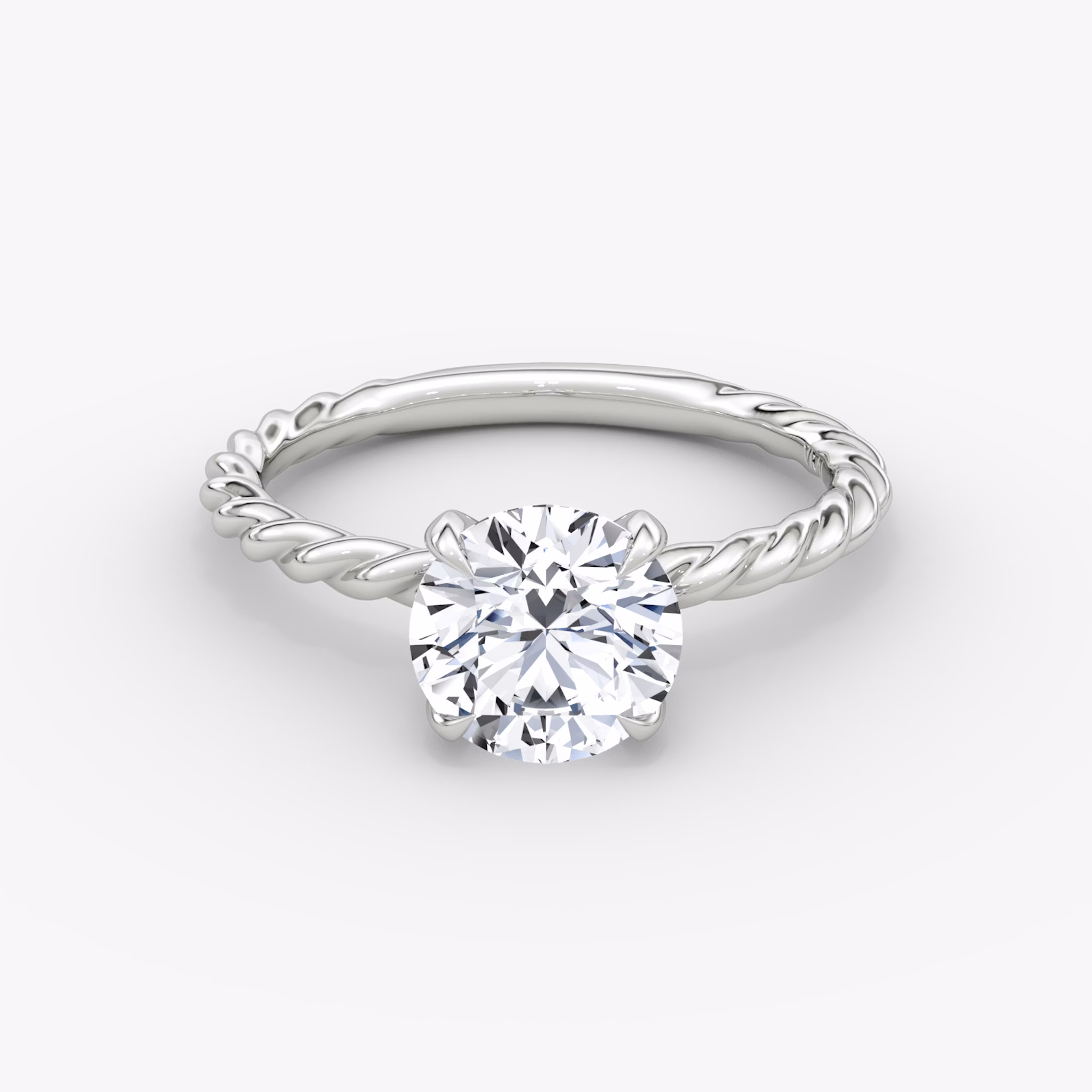 The Classic Rope | Round Brilliant | Platinum | bandAccent: Plain | caratWeight: 1.0ct | diamondOrientation: vertical