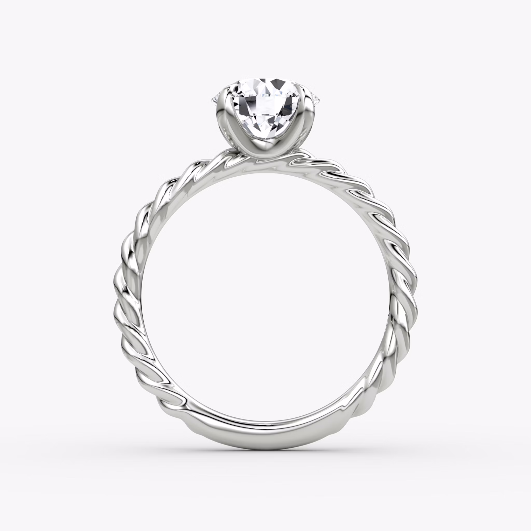 The Classic Rope | Round Brilliant | Platinum | bandAccent: Plain | caratWeight: 1.0ct | diamondOrientation: vertical