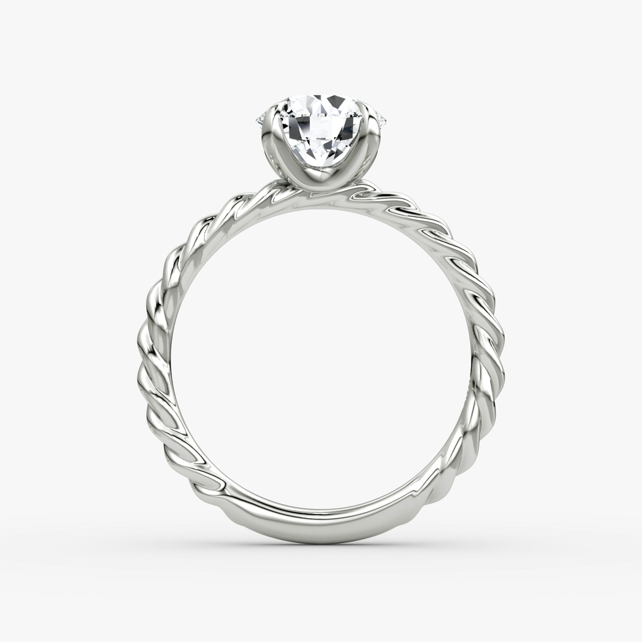 The Classic Rope | Round Brilliant | Platinum | bandAccent: Plain | caratWeight: 1.0ct | diamondOrientation: vertical