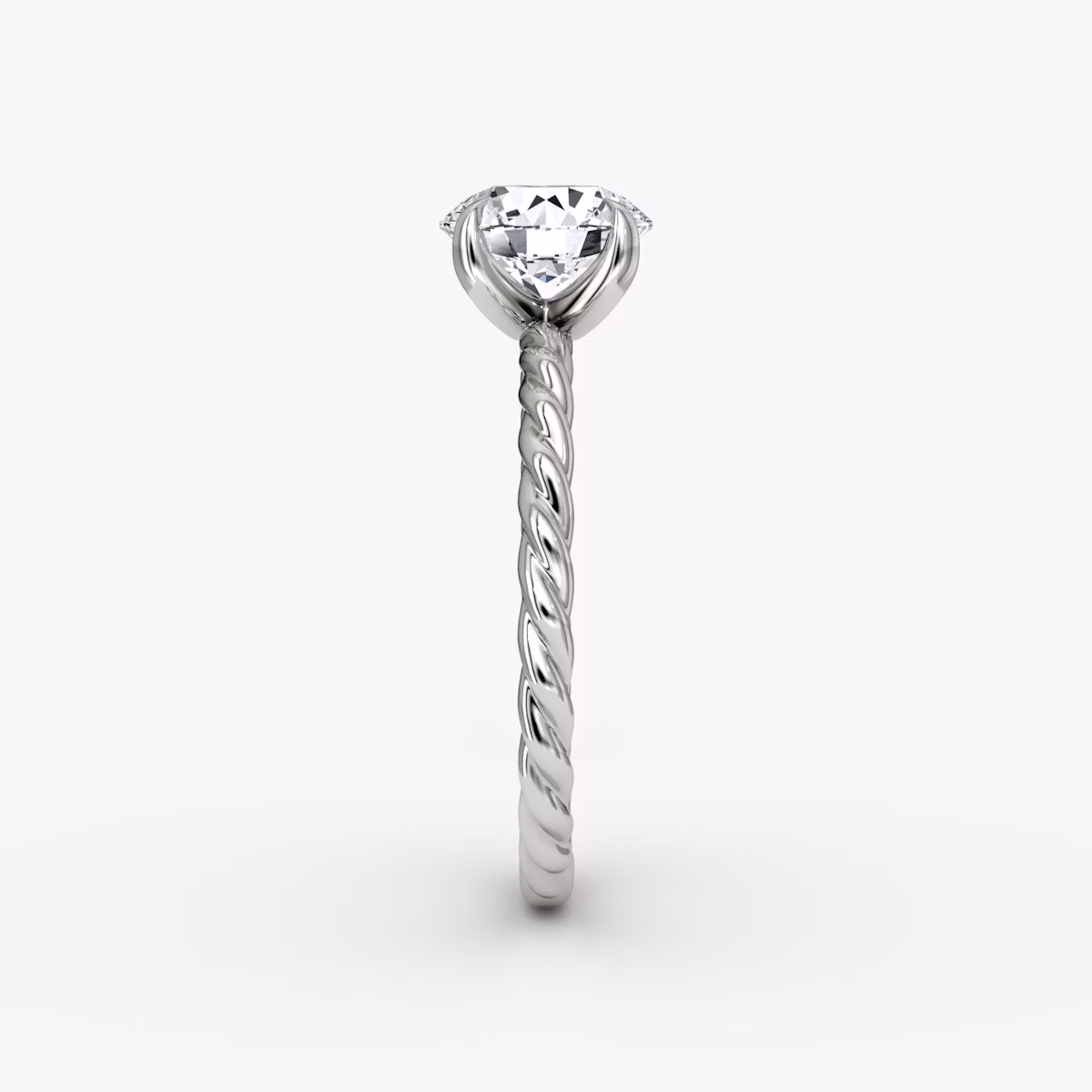 The Classic Rope | Round Brilliant | 18k | White Gold | bandAccent: Plain | caratWeight: 1.0ct | diamondOrientation: vertical