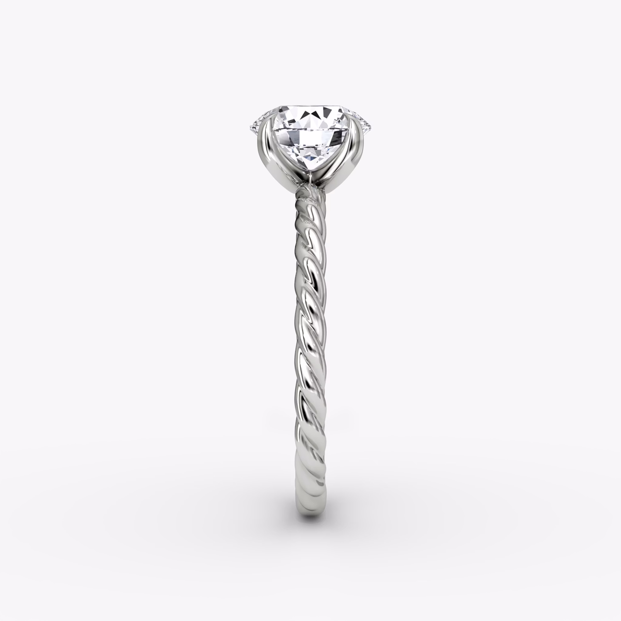 The Classic Rope | Round Brilliant | Platinum | bandAccent: Plain | caratWeight: 1.0ct | diamondOrientation: vertical