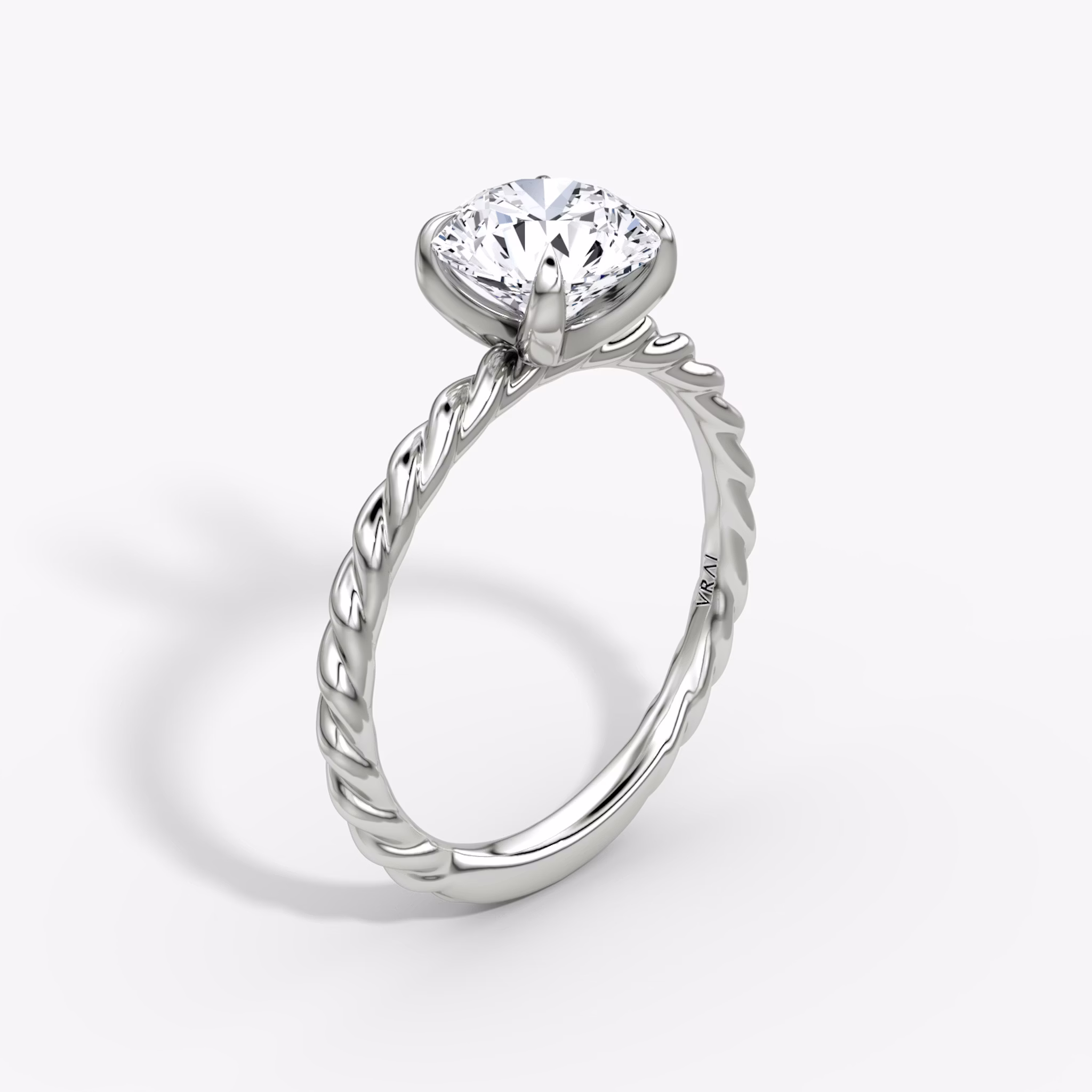 The Classic Rope | Round Brilliant | Platinum | bandAccent: Plain | caratWeight: 1.0ct | diamondOrientation: vertical