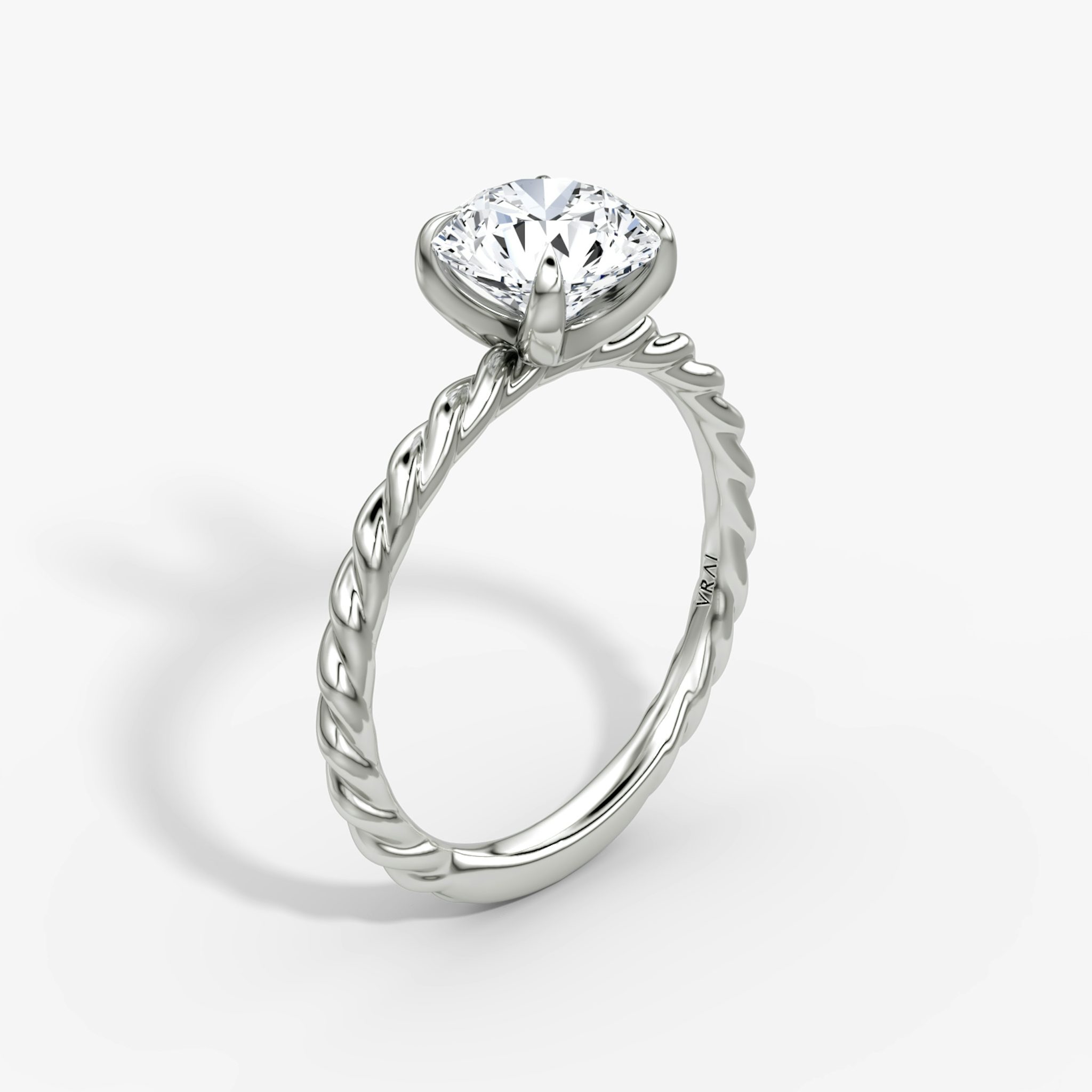 The Classic Rope | Round Brilliant | Platinum | bandAccent: Plain | caratWeight: 1.0ct | diamondOrientation: vertical