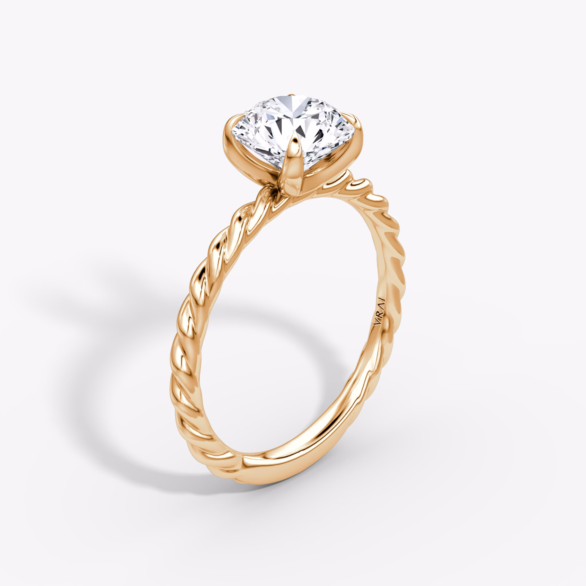 The Classic Rope | Round Brilliant | 14k | Rose Gold | bandAccent: Plain | caratWeight: 1.0ct | diamondOrientation: vertical