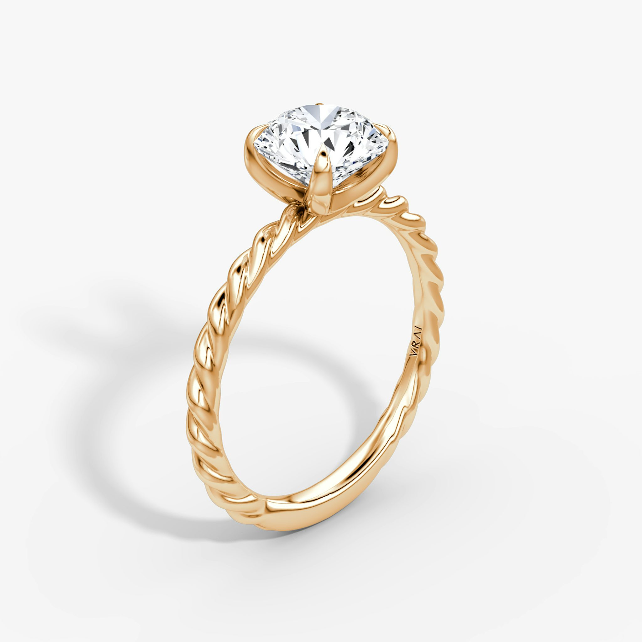 The Classic Rope | Round Brilliant | 14k | Rose Gold | bandAccent: Plain | caratWeight: 1.0ct | diamondOrientation: vertical