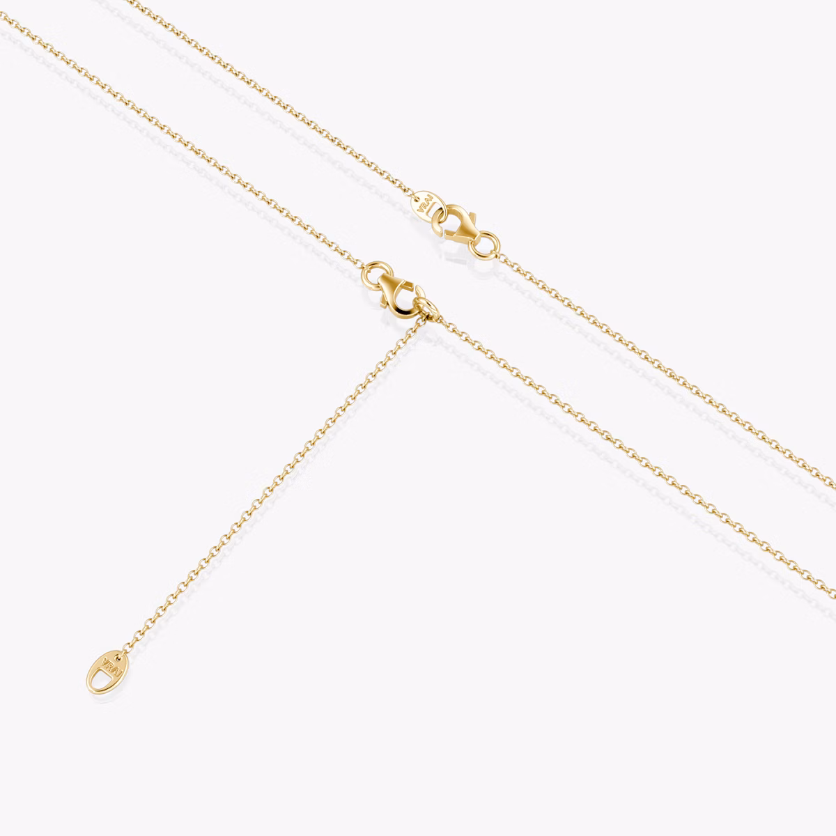 VRAI V Duo Lariat Necklace | Round Brilliant and Trillion | 14k | Yellow Gold | chainLength: 16-18