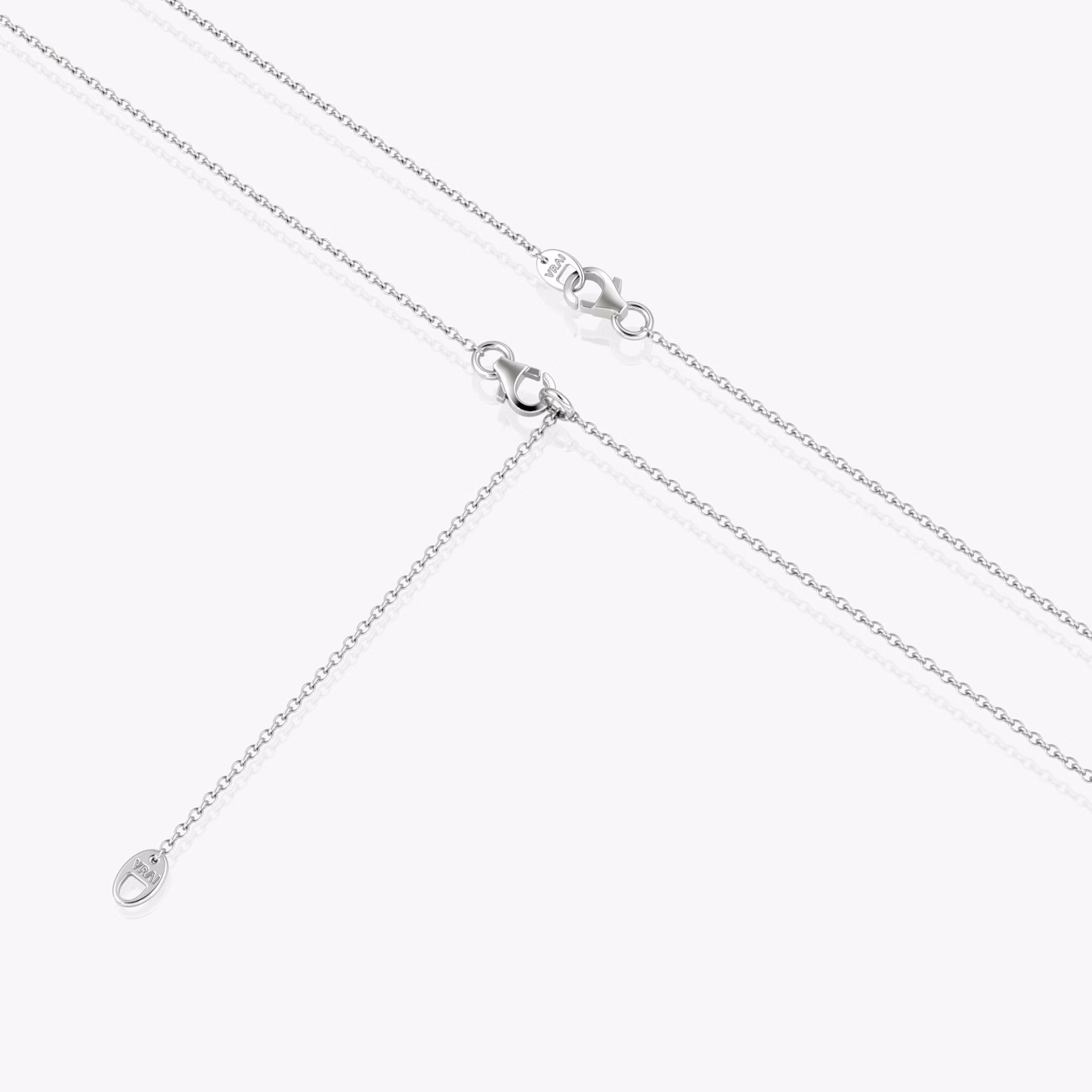 VRAI V Duo Lariat Necklace | Round Brilliant and Round Brilliant | 14k | White Gold | chainLength: 16-18
