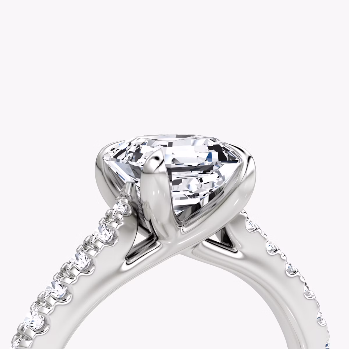 Trellis Cathedral | Asscher | 18k | Weißgold | bandAccent: Mit Pavé-Besatz | diamondOrientation: vertical | caratWeight: other