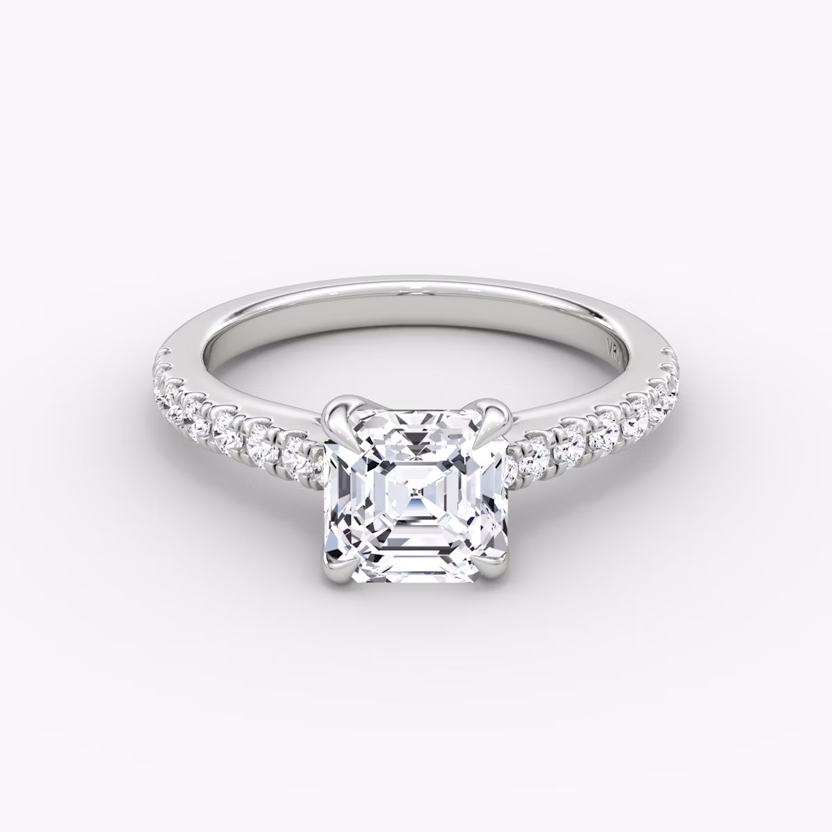 Trellis Cathedral | Asscher | 18k | Weißgold | bandAccent: Mit Pavé-Besatz | diamondOrientation: vertical | caratWeight: other