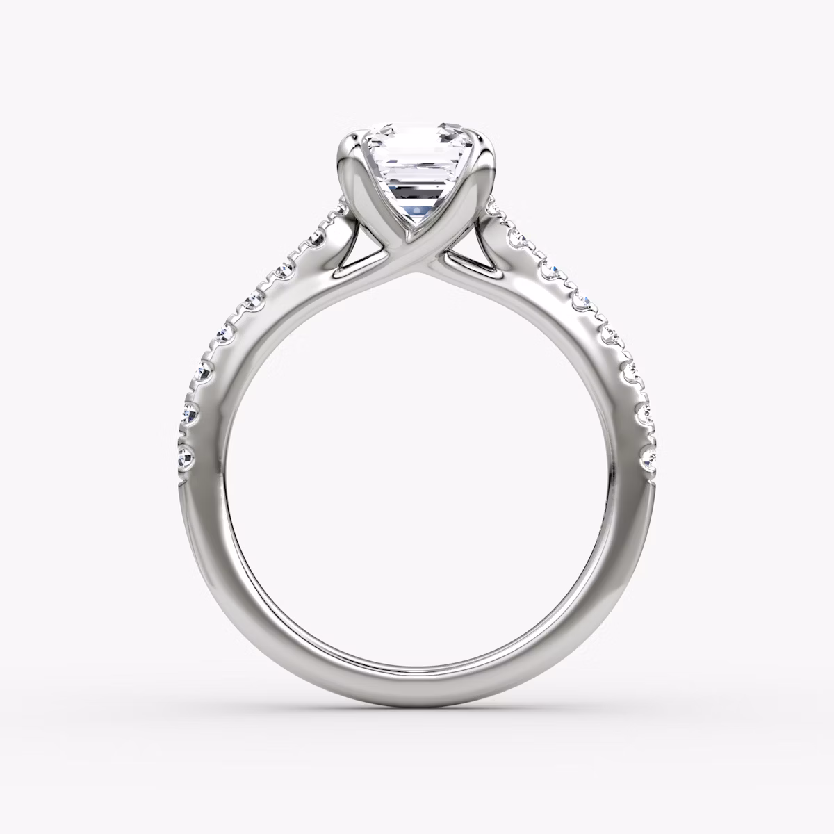 Trellis Cathedral | Asscher | 18k | Weißgold | bandAccent: Mit Pavé-Besatz | diamondOrientation: vertical | caratWeight: other