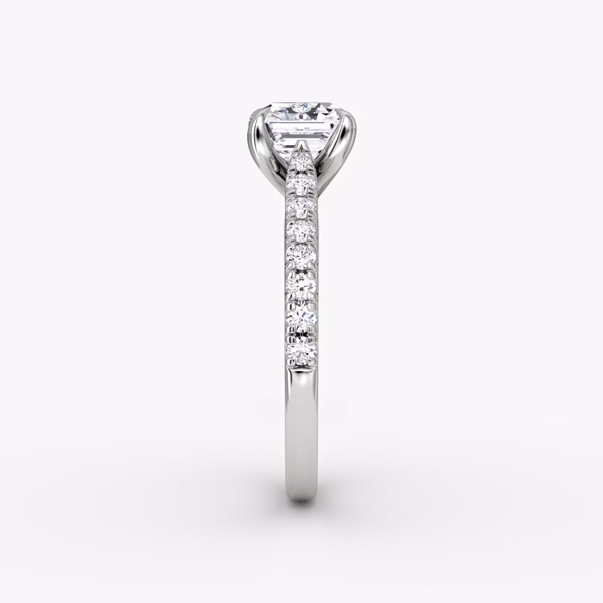 Trellis Cathedral | Asscher | 18k | Weißgold | bandAccent: Mit Pavé-Besatz | diamondOrientation: vertical | caratWeight: other