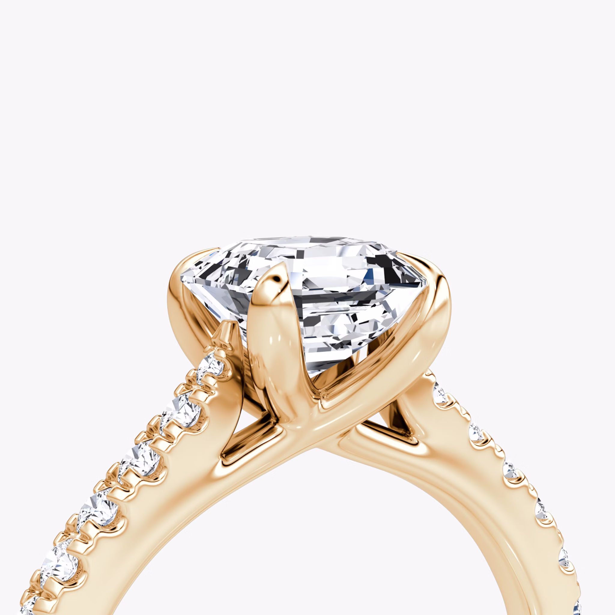 The Trellis Cathedral | Asscher | 14k | Rose Gold | bandAccent: Pavé | diamondOrientation: vertical | caratWeight: other