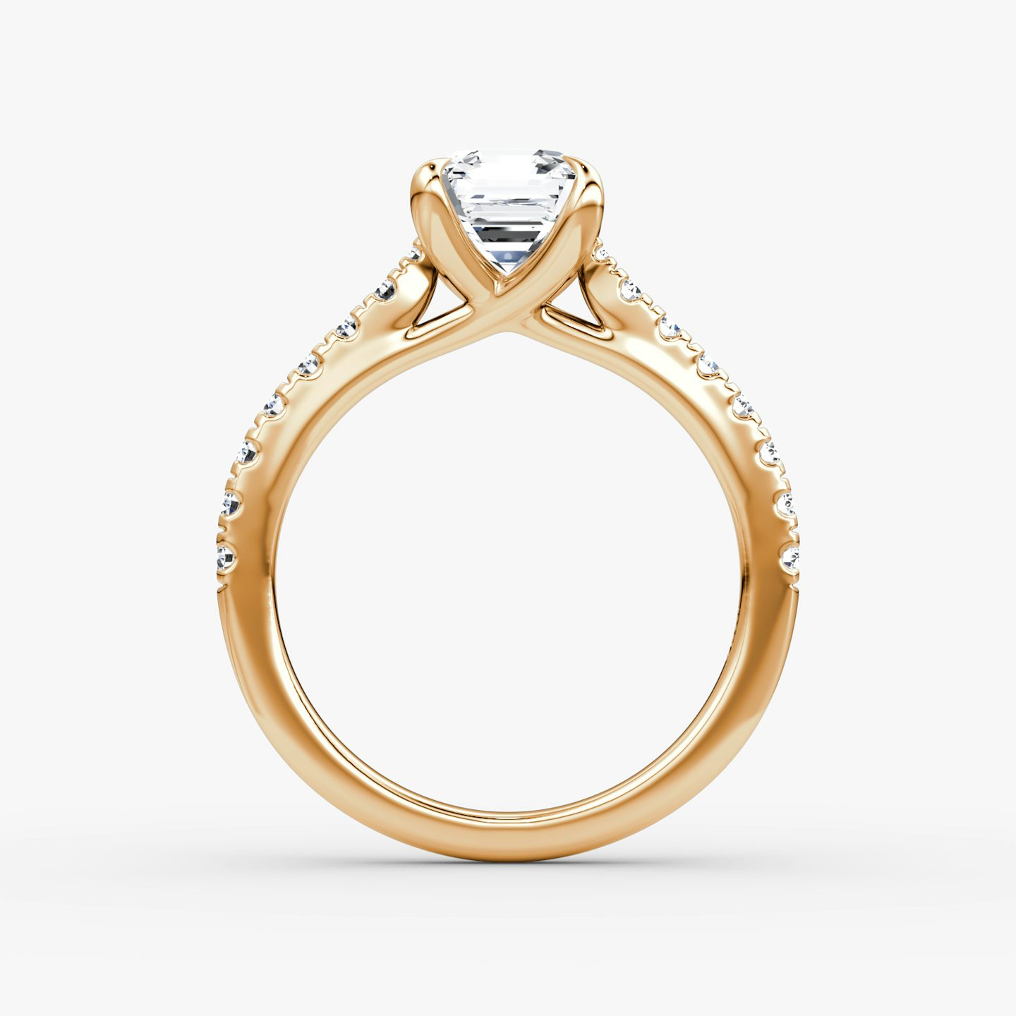 Trellis Cathedral | Asscher | 14k | Roségold | bandAccent: Mit Pavé-Besatz | diamondOrientation: vertical | caratWeight: other
