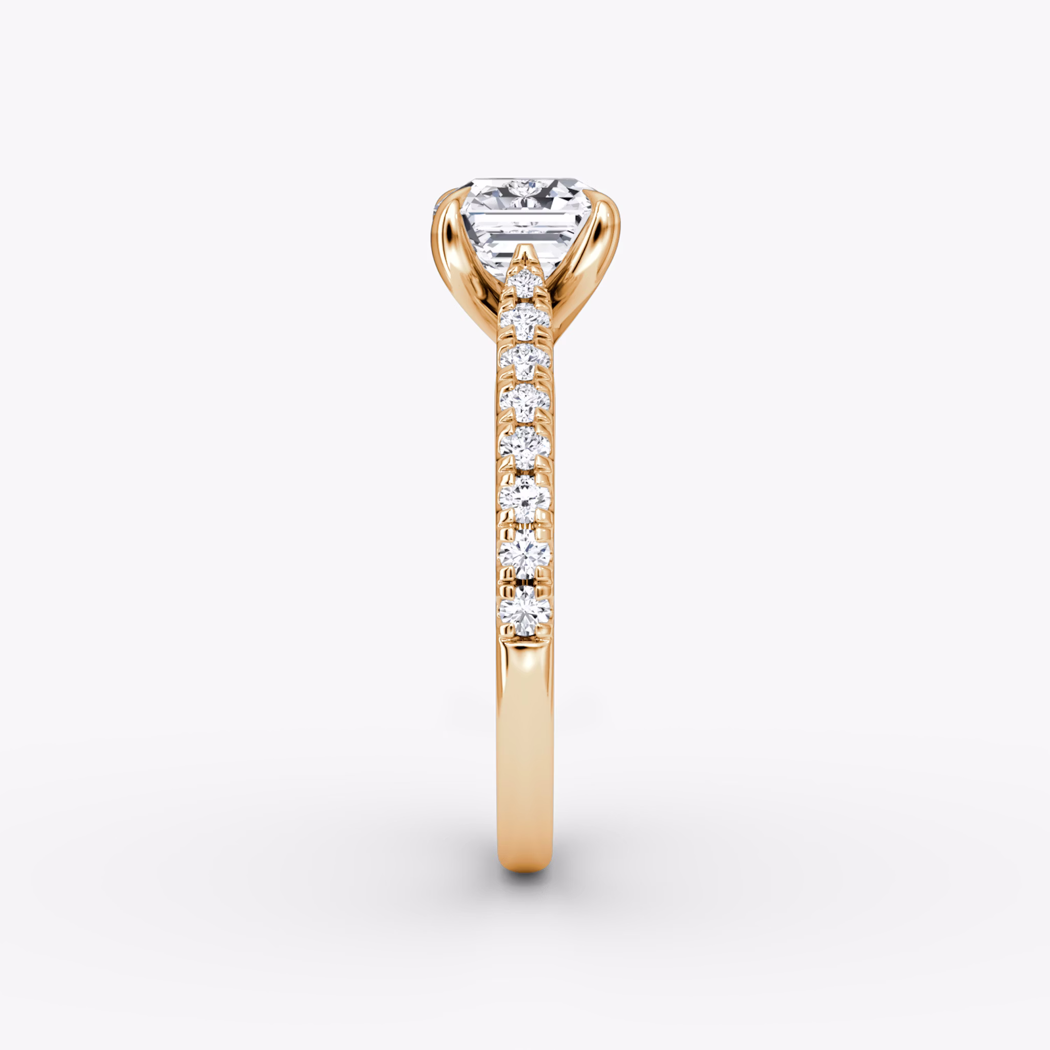 The Trellis Cathedral | Asscher | 14k | Rose Gold | bandAccent: Pavé | diamondOrientation: vertical | caratWeight: other