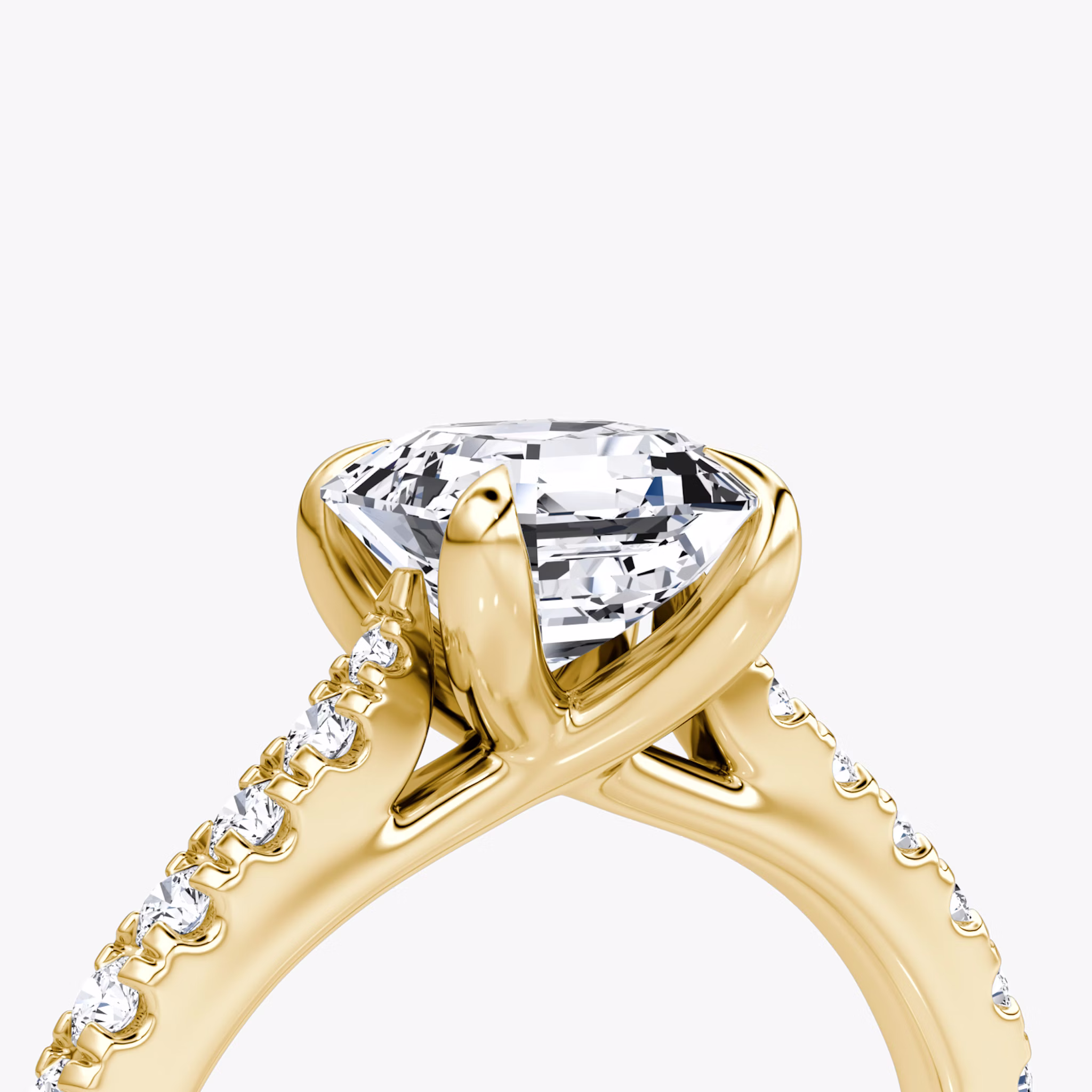 The Trellis Cathedral | Asscher | 18k | Yellow Gold | bandAccent: Pavé | diamondOrientation: vertical | caratWeight: other