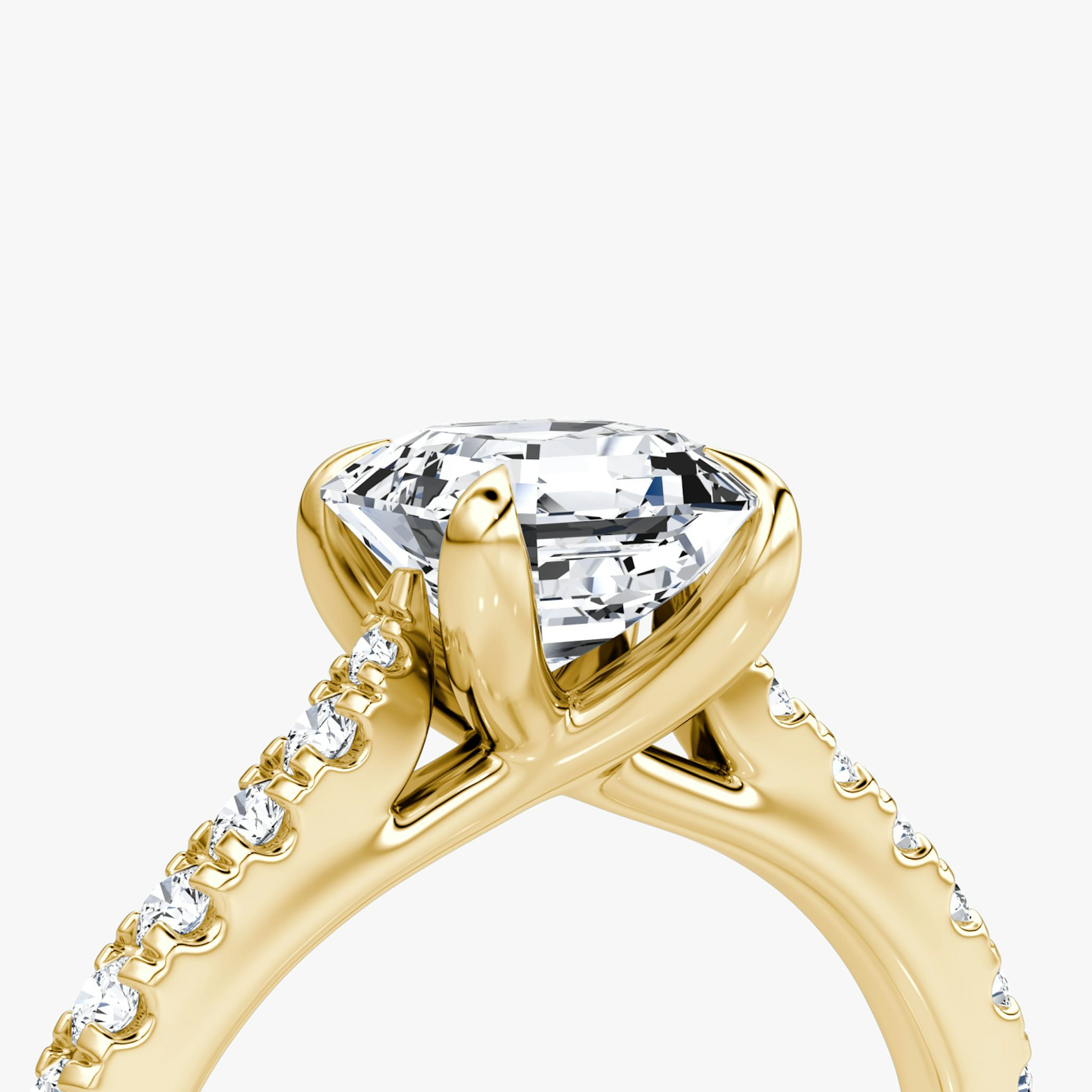 The Trellis Cathedral | Asscher | 18k | Yellow Gold | bandAccent: Pavé | diamondOrientation: vertical | caratWeight: other