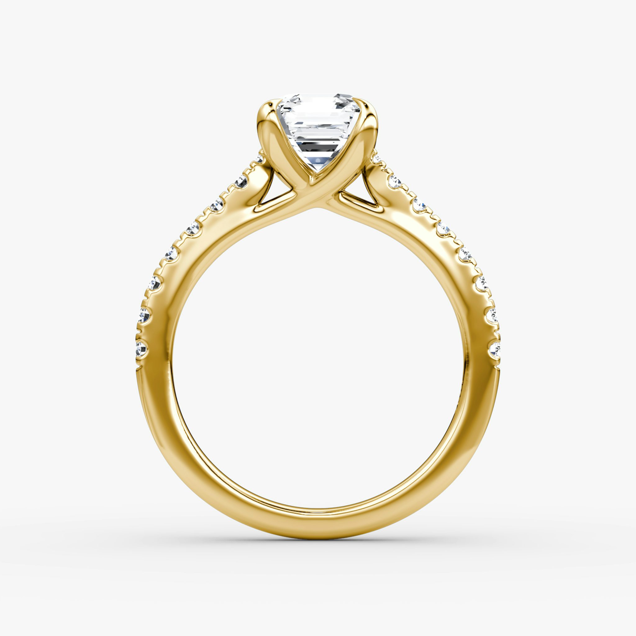 The Trellis Cathedral | Asscher | 18k | Yellow Gold | bandAccent: Pavé | diamondOrientation: vertical | caratWeight: other