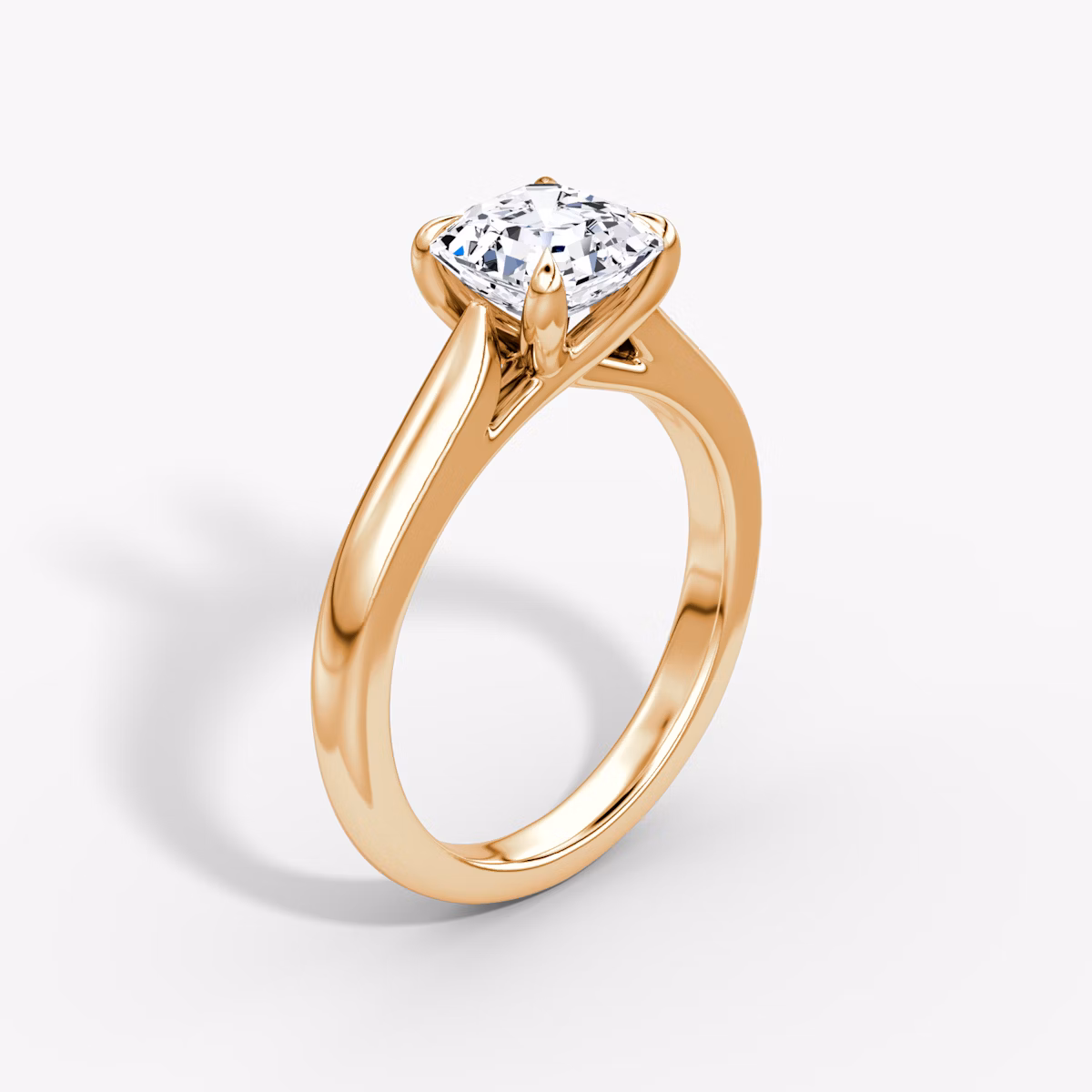 The Trellis Cathedral | Asscher | 14k | Rose Gold | bandAccent: Plain | diamondOrientation: vertical | caratWeight: other