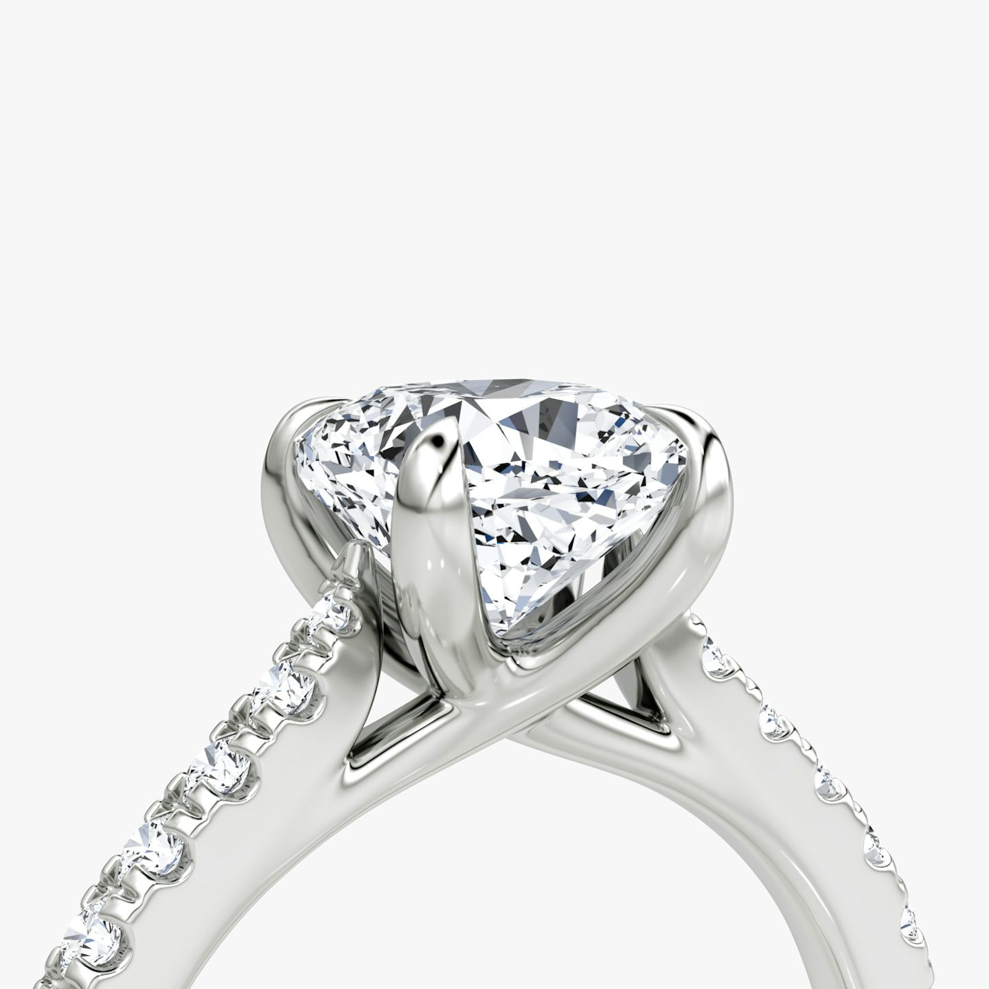 The Trellis Cathedral | Cushion | 18k | White Gold | bandAccent: Pavé | diamondOrientation: vertical | caratWeight: other