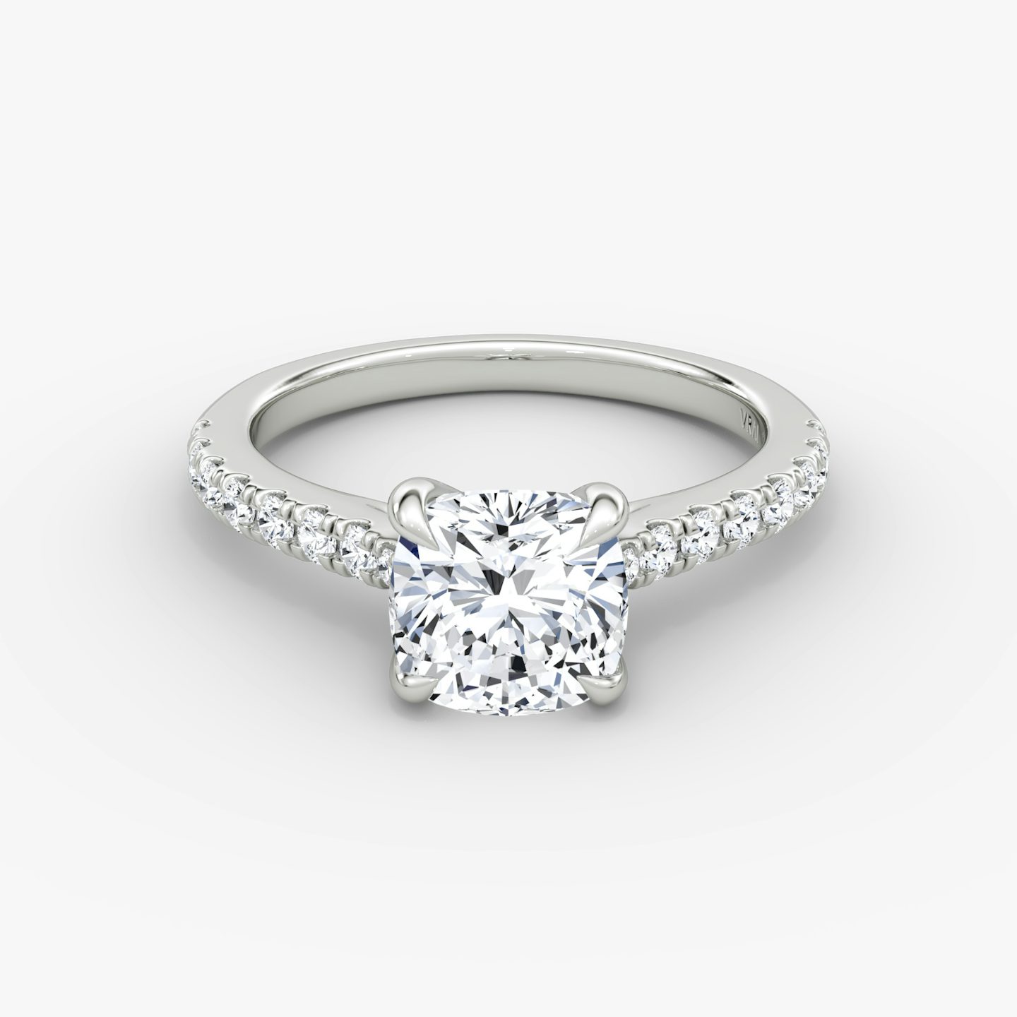 The Trellis Cathedral | Cushion | 18k | White Gold | bandAccent: Pavé | diamondOrientation: vertical | caratWeight: other