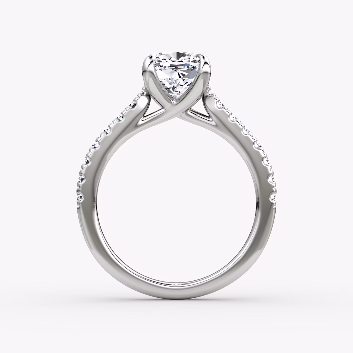 The Trellis Cathedral | Cushion | Platinum | bandAccent: Pavé | diamondOrientation: vertical | caratWeight: other