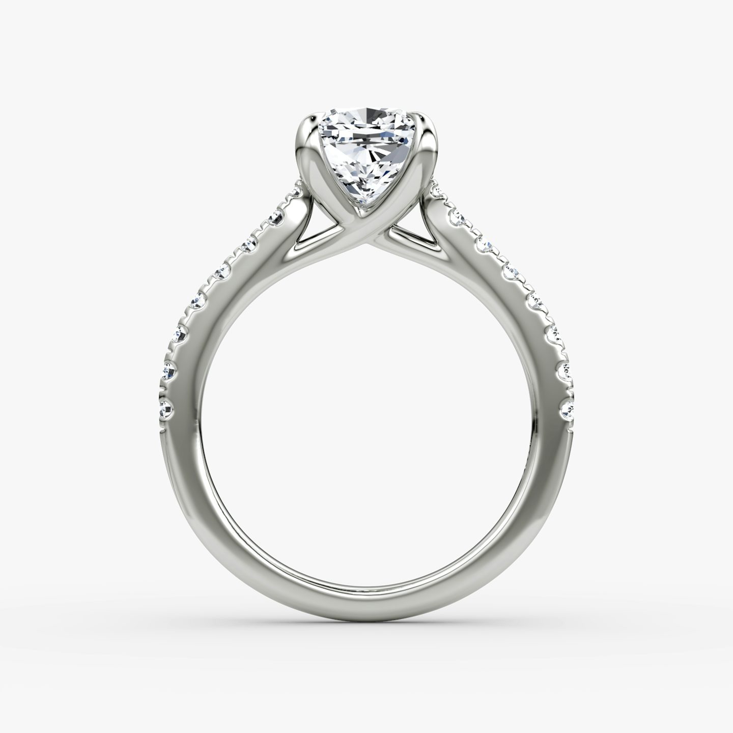 The Trellis Cathedral | Cushion | 18k | White Gold | bandAccent: Pavé | diamondOrientation: vertical | caratWeight: other