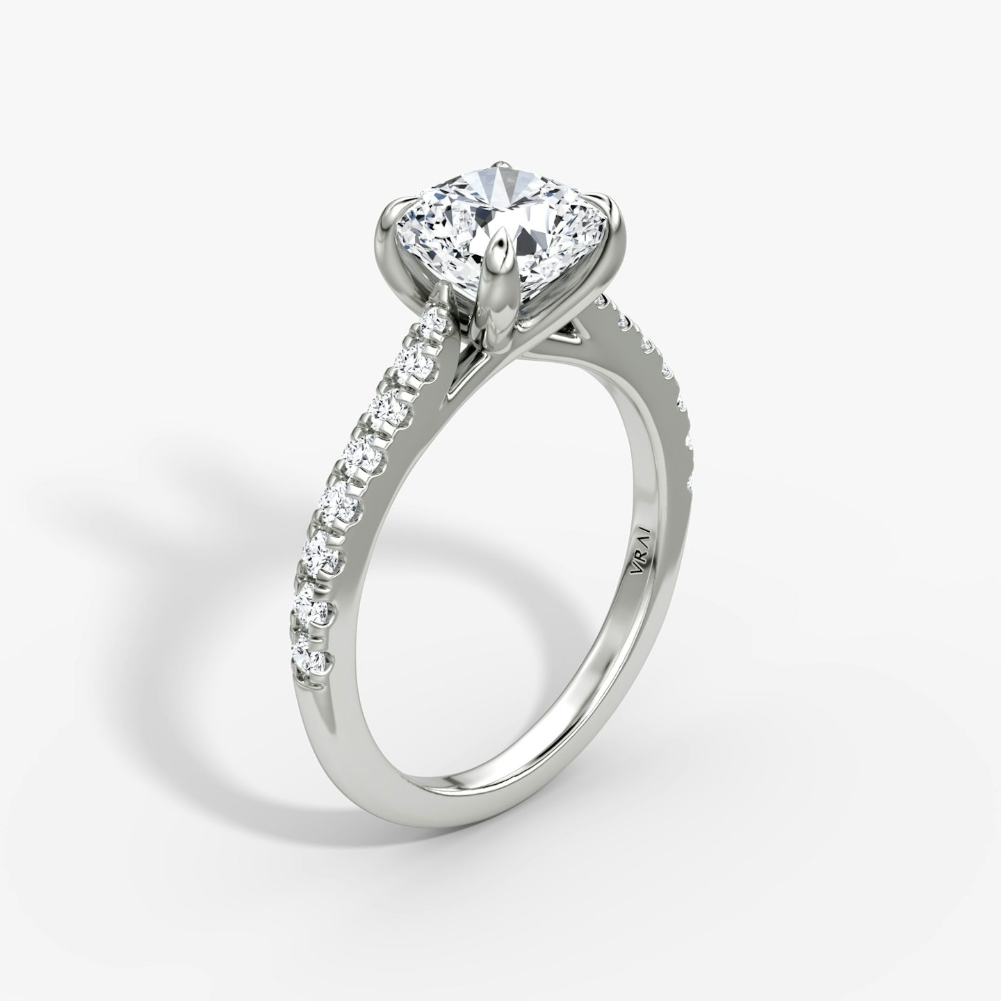 The Trellis Cathedral | Cushion | 18k | White Gold | bandAccent: Pavé | diamondOrientation: vertical | caratWeight: other