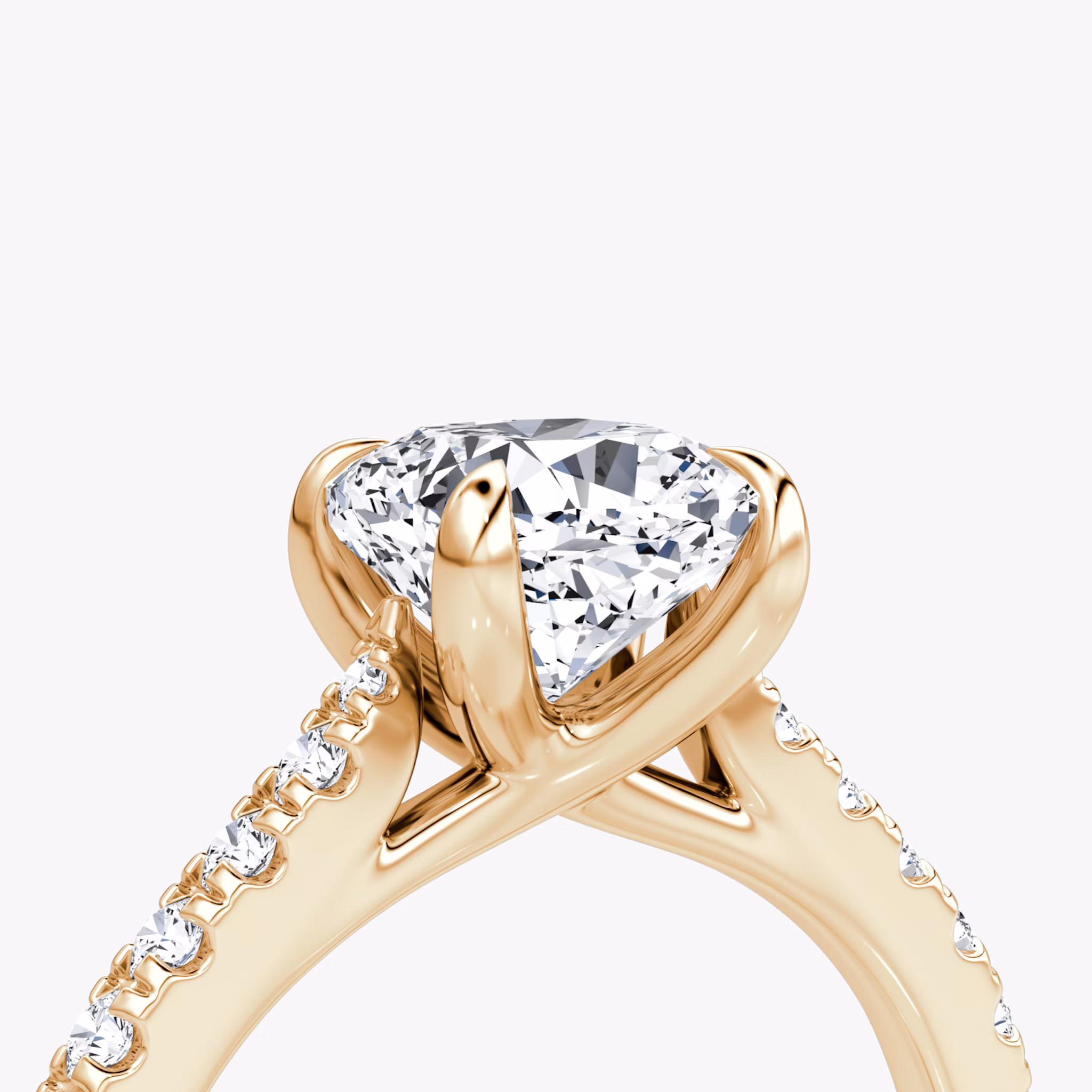 The Trellis Cathedral | Cushion | 14k | Rose Gold | bandAccent: Pavé | diamondOrientation: vertical | caratWeight: other