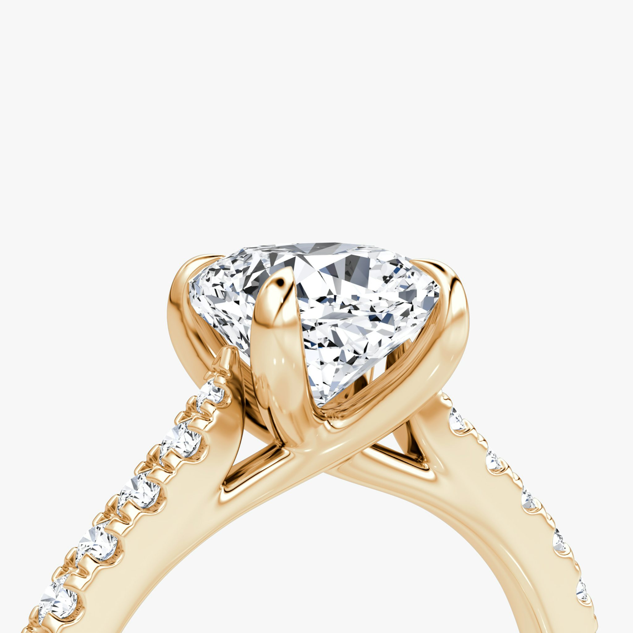 The Trellis Cathedral | Cushion | 14k | Rose Gold | bandAccent: Pavé | diamondOrientation: vertical | caratWeight: other