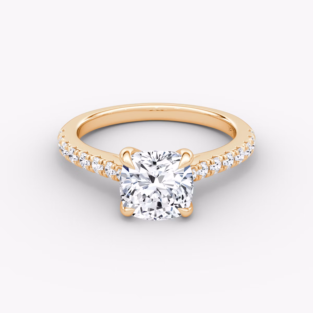 The Trellis Cathedral | Cushion | 14k | Rose Gold | bandAccent: Pavé | diamondOrientation: vertical | caratWeight: other