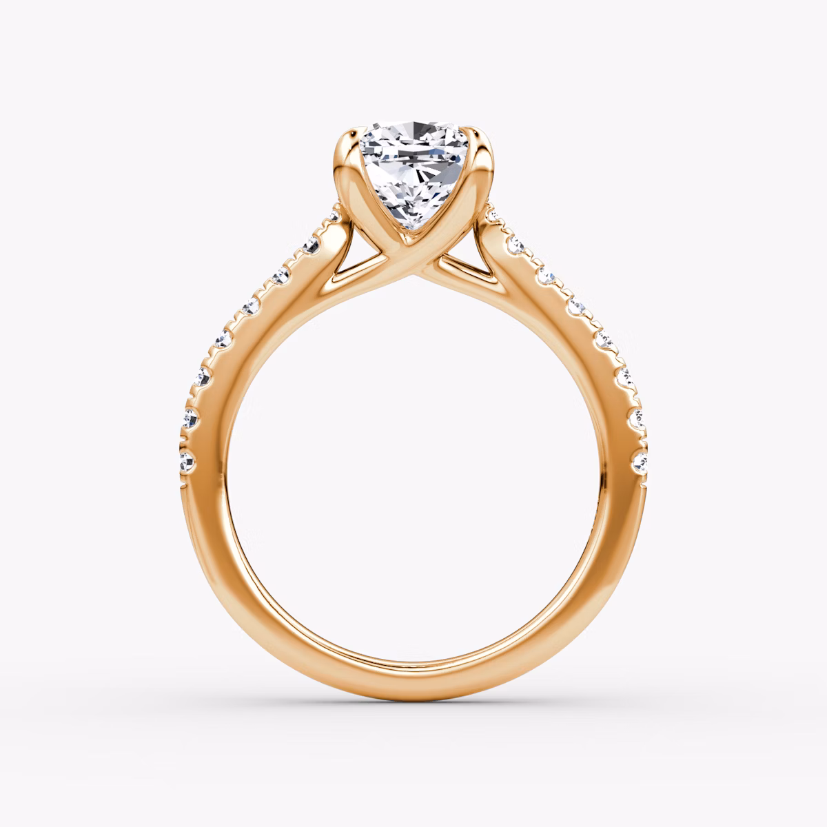 The Trellis Cathedral | Cushion | 14k | Rose Gold | bandAccent: Pavé | diamondOrientation: vertical | caratWeight: other