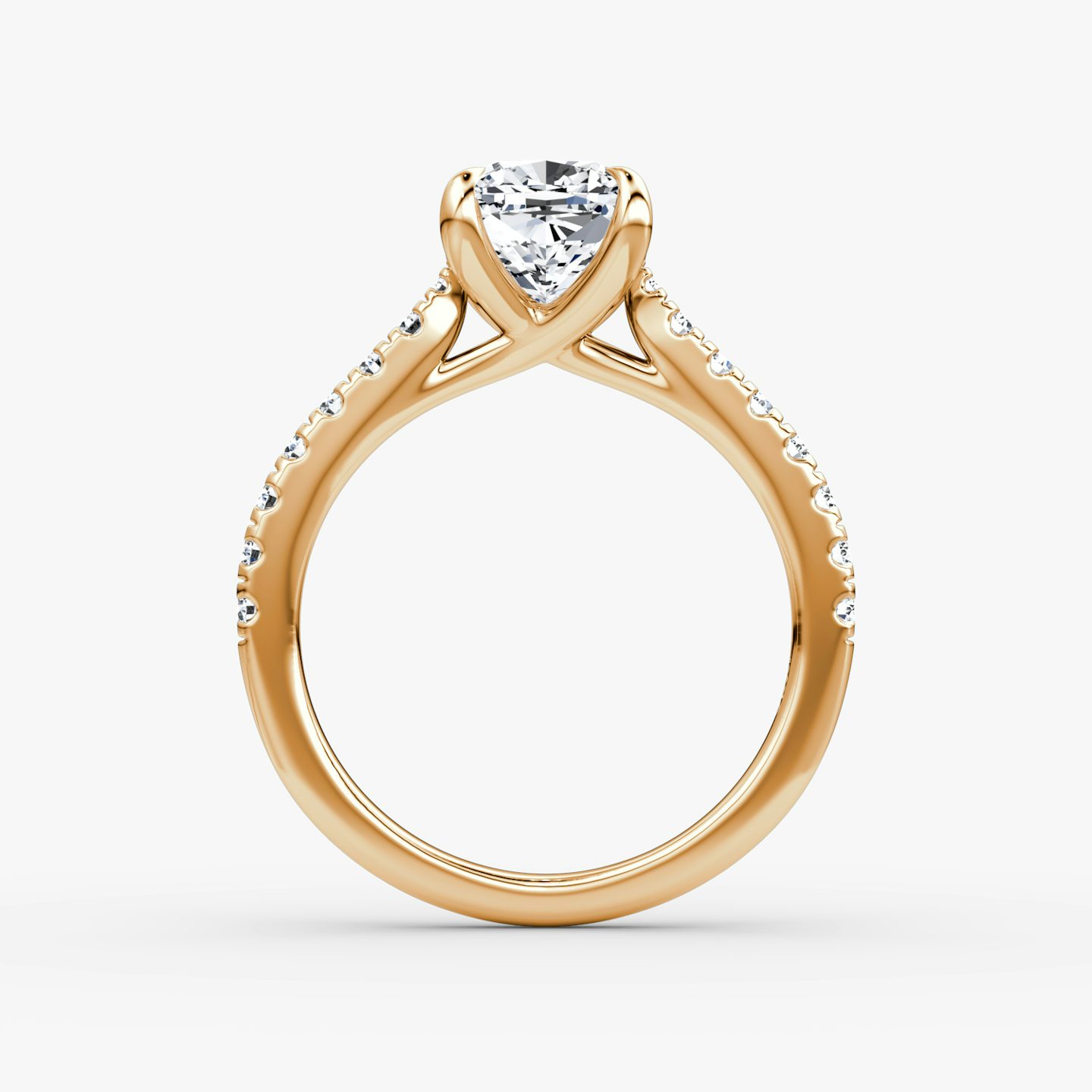The Trellis Cathedral | Cushion | 14k | Rose Gold | bandAccent: Pavé | diamondOrientation: vertical | caratWeight: other