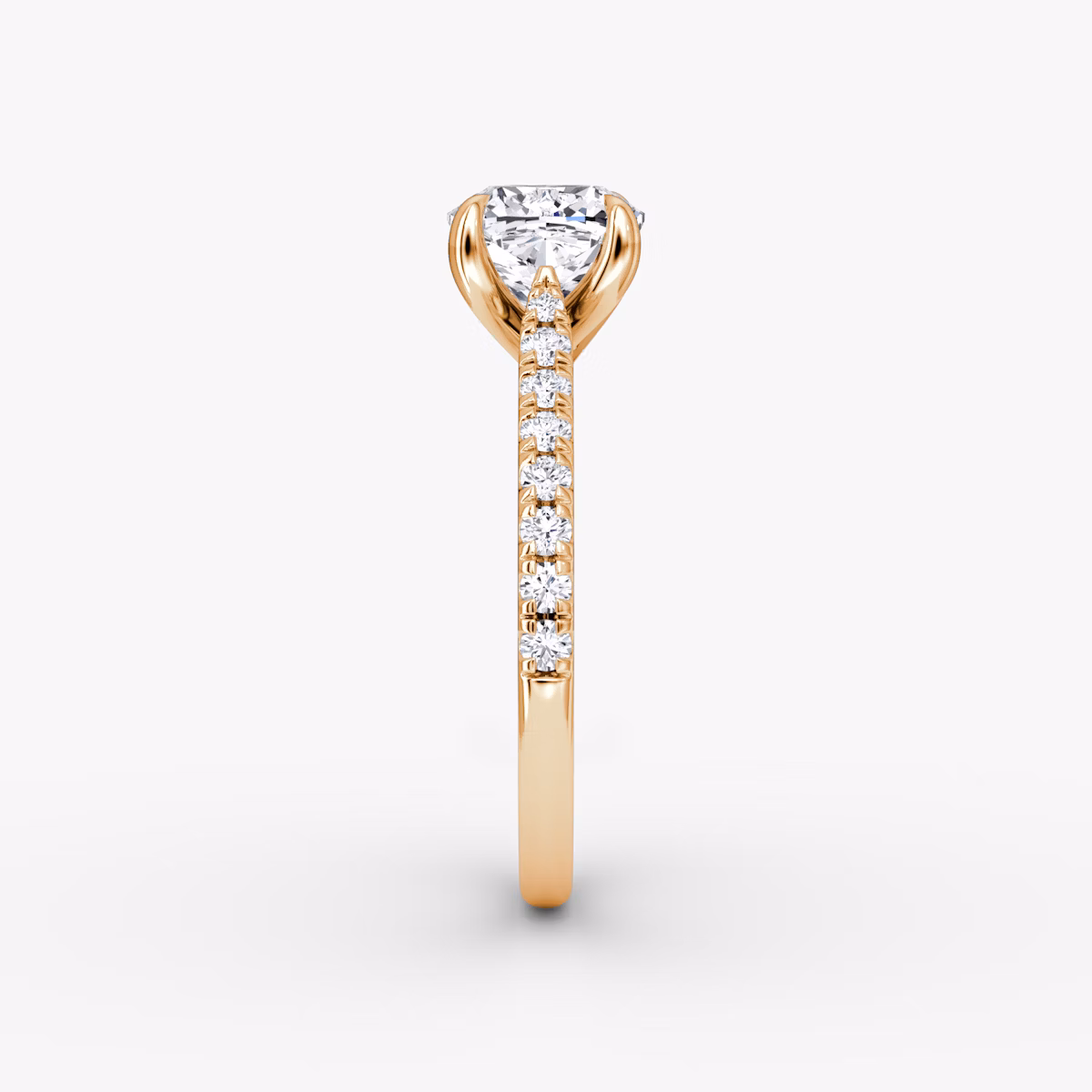 The Trellis Cathedral | Cushion | 14k | Rose Gold | bandAccent: Pavé | diamondOrientation: vertical | caratWeight: other
