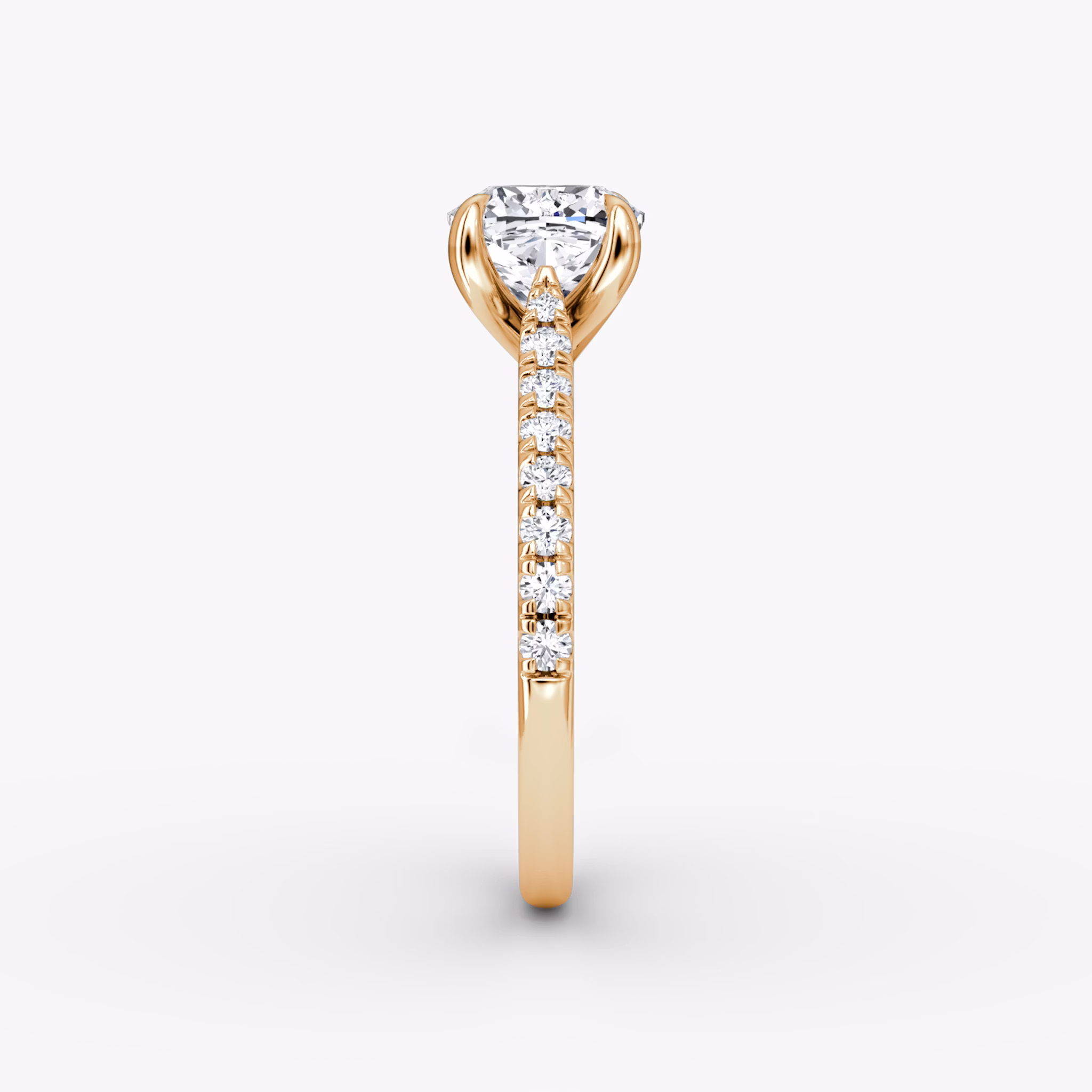 The Trellis Cathedral | Cushion | 14k | Rose Gold | bandAccent: Pavé | diamondOrientation: vertical | caratWeight: other