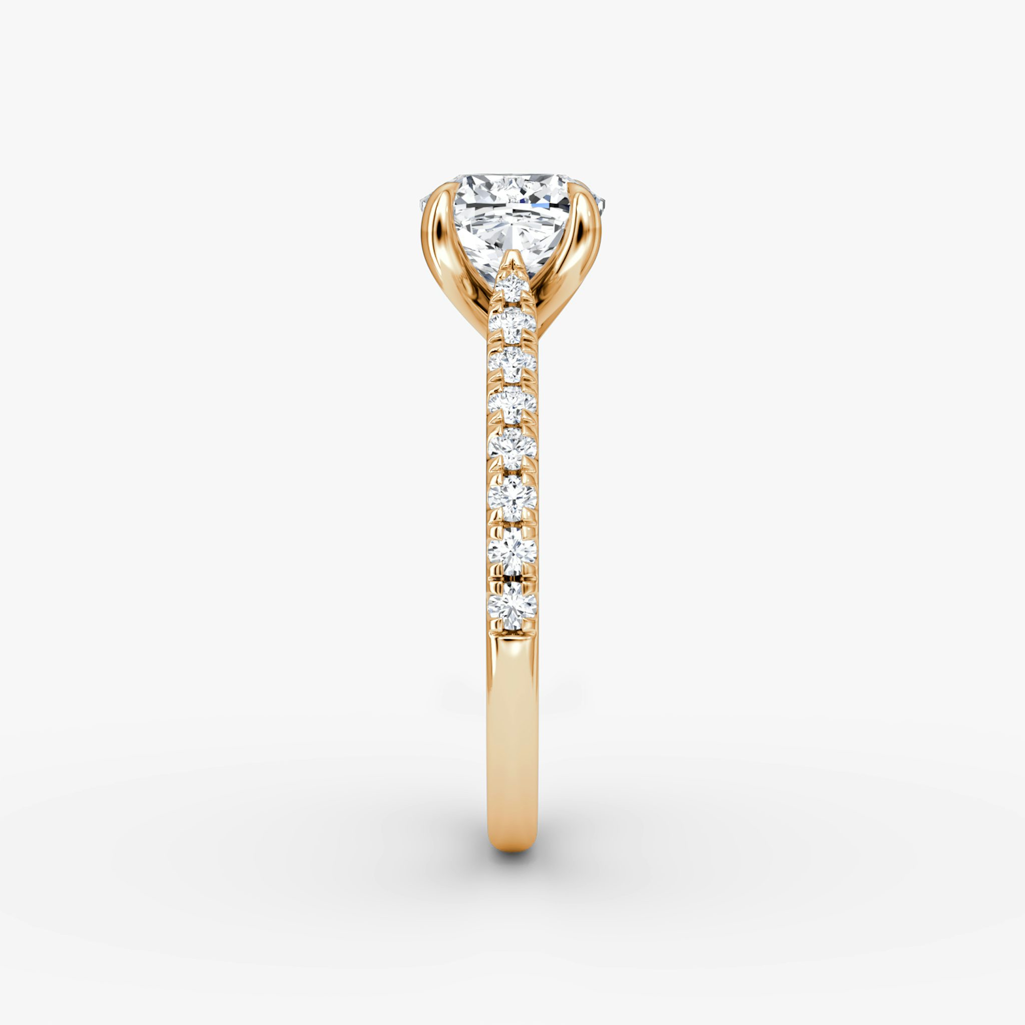The Trellis Cathedral | Cushion | 14k | Rose Gold | bandAccent: Pavé | diamondOrientation: vertical | caratWeight: other