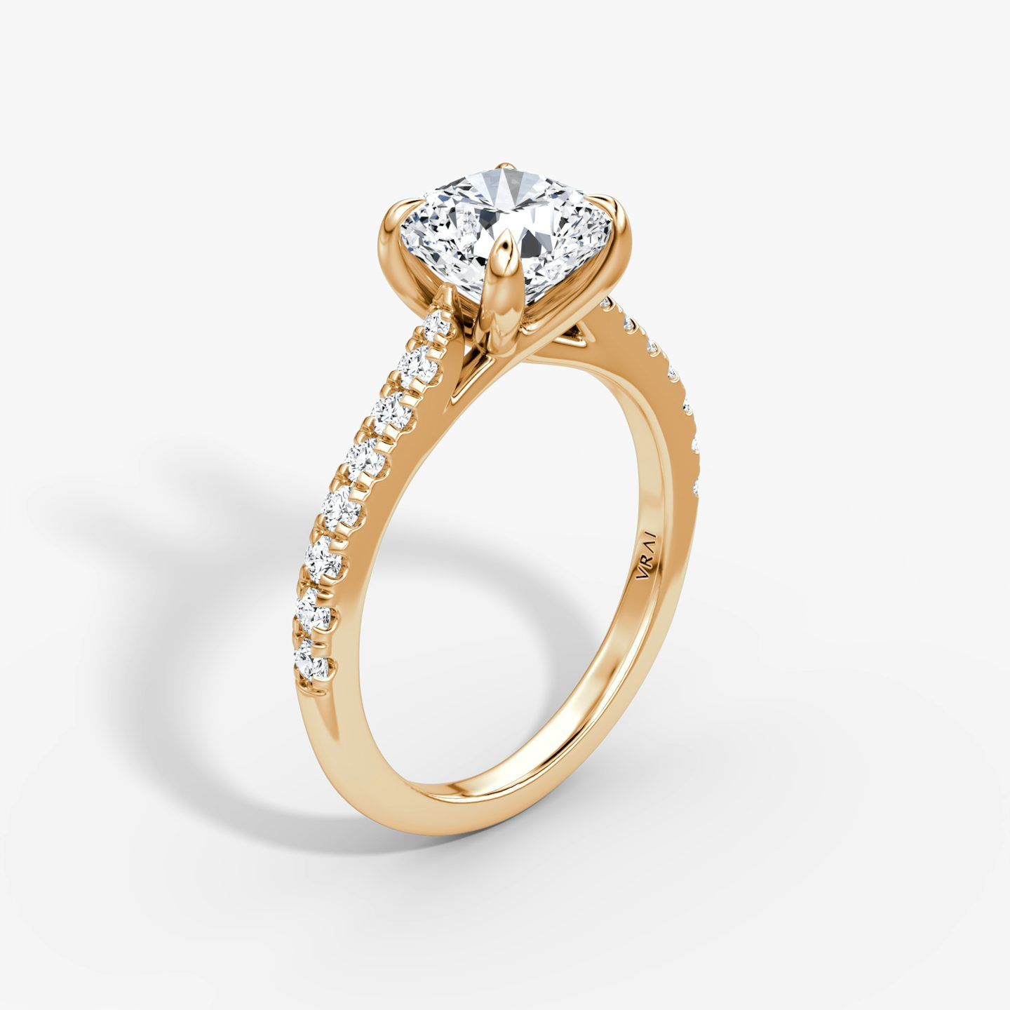 The Trellis Cathedral | Cushion | 14k | Rose Gold | bandAccent: Pavé | diamondOrientation: vertical | caratWeight: other