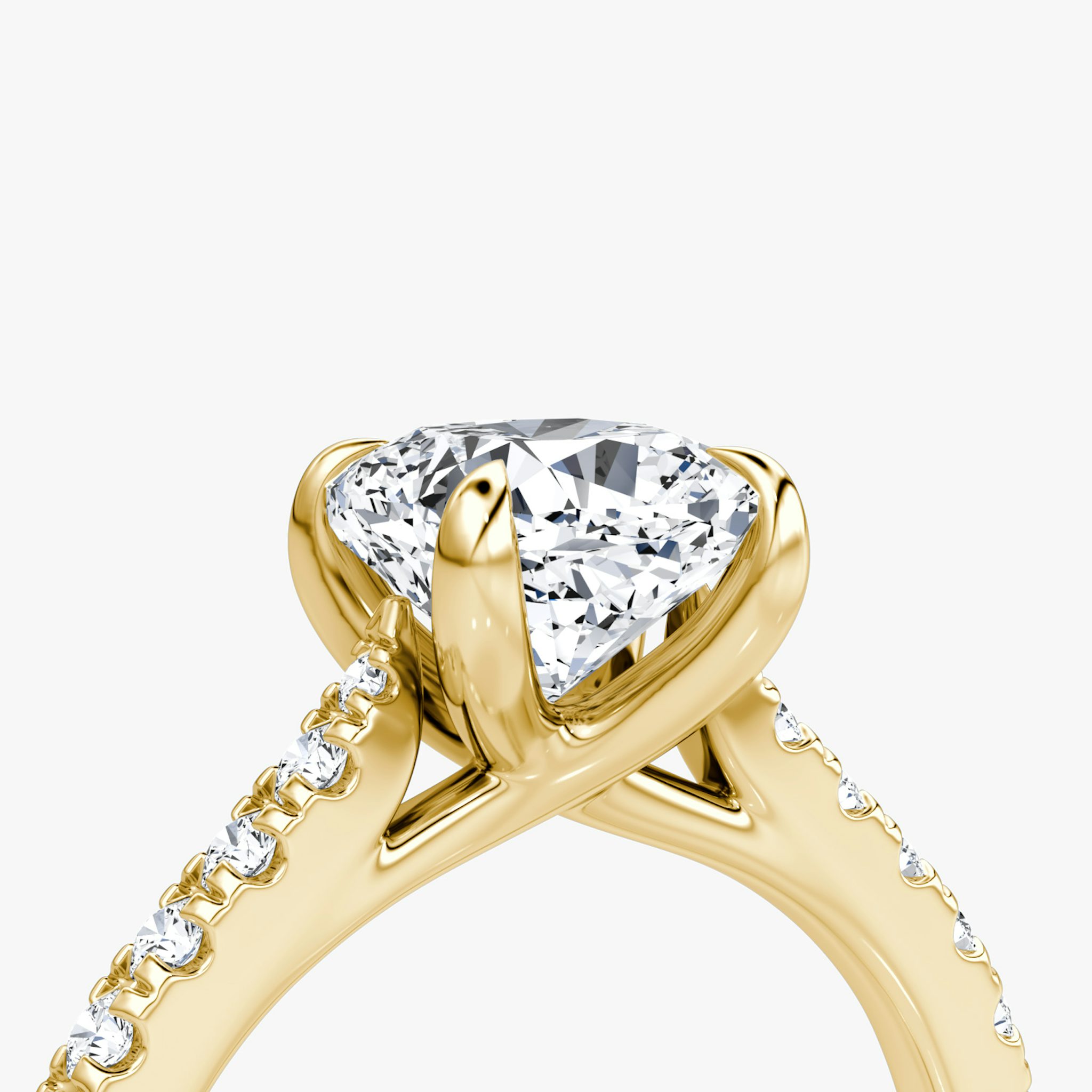 The Trellis Cathedral | Cushion | 18k | Yellow Gold | bandAccent: Pavé | diamondOrientation: vertical | caratWeight: other