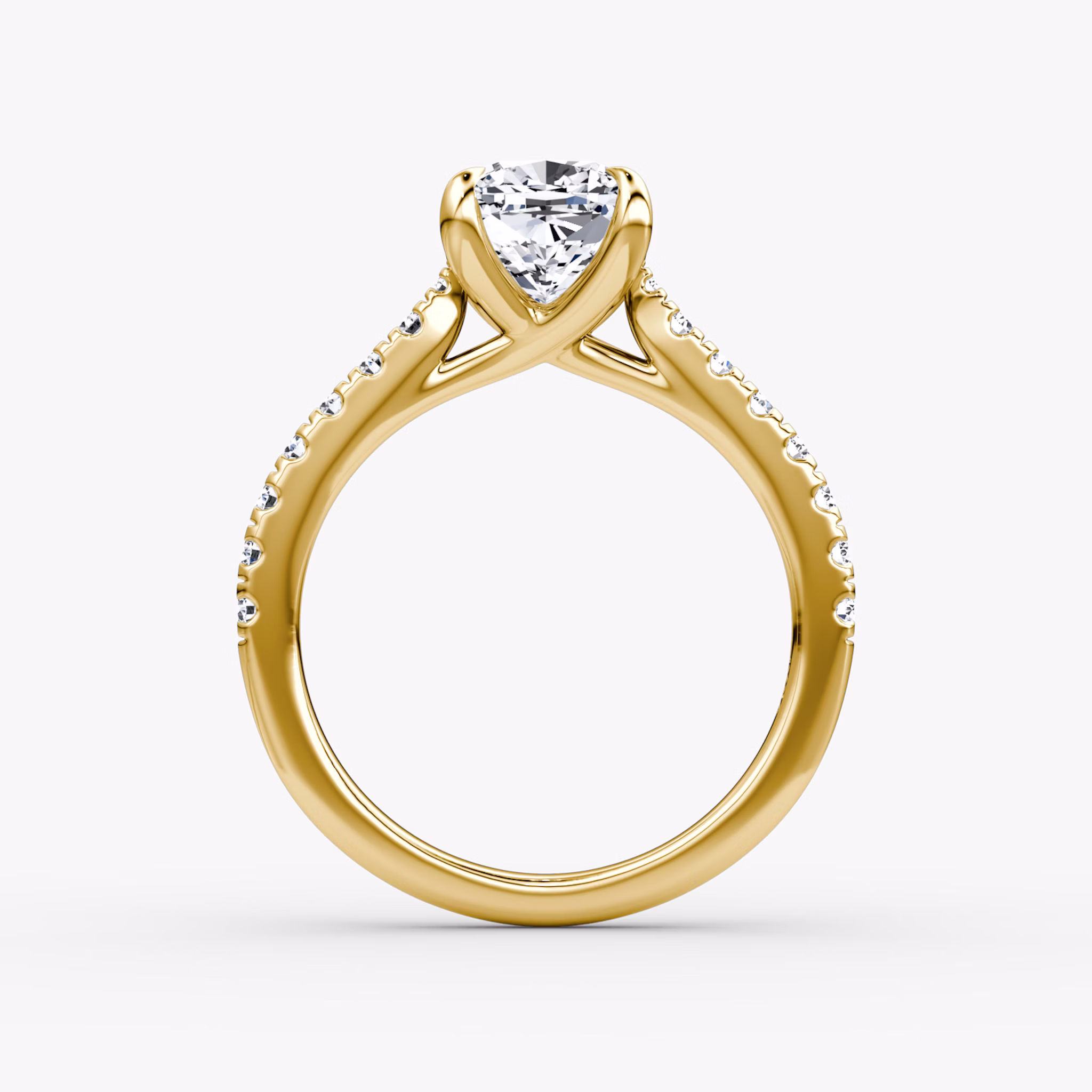 The Trellis Cathedral | Cushion | 18k | Yellow Gold | bandAccent: Pavé | diamondOrientation: vertical | caratWeight: other