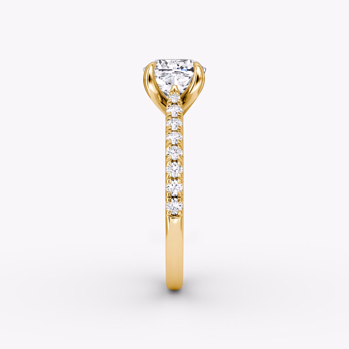 The Trellis Cathedral | Cushion | 18k | Yellow Gold | bandAccent: Pavé | diamondOrientation: vertical | caratWeight: other