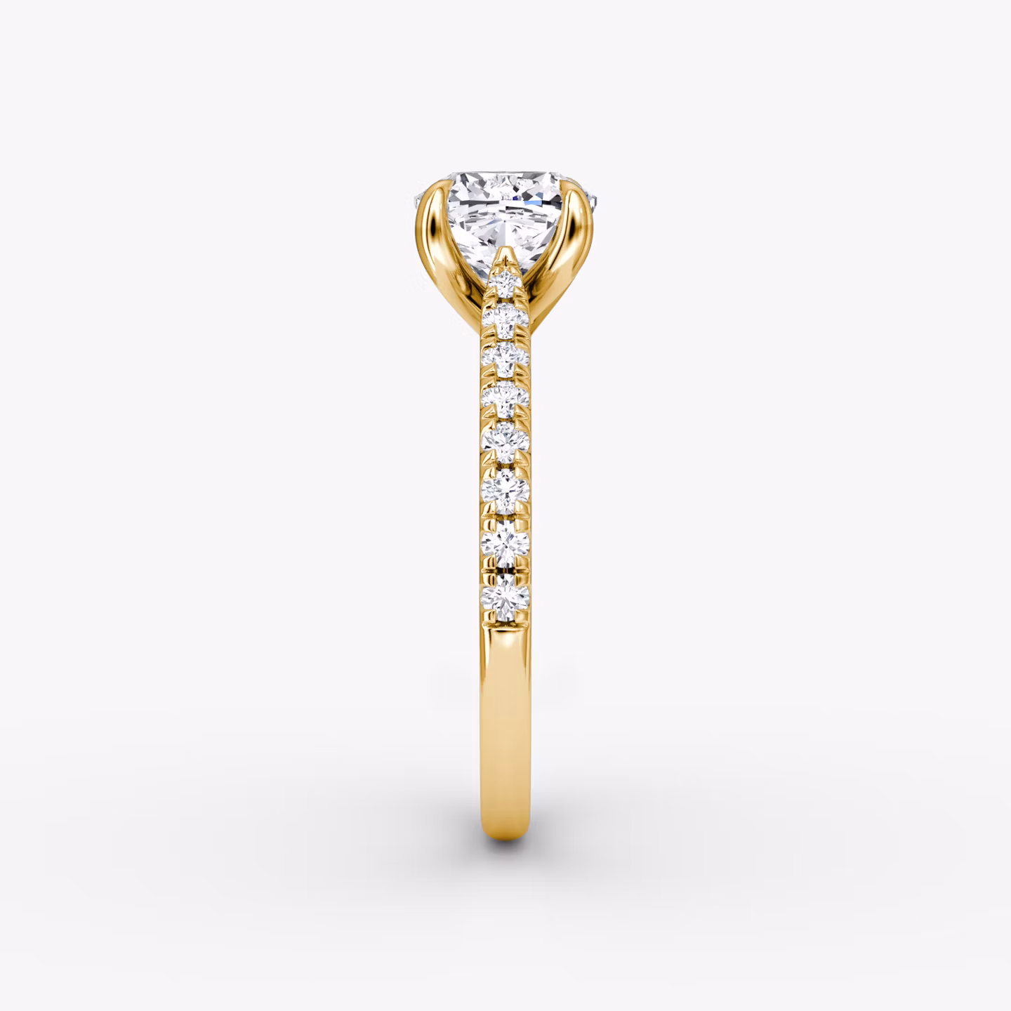 The Trellis Cathedral | Cushion | 18k | Yellow Gold | bandAccent: Pavé | diamondOrientation: vertical | caratWeight: other