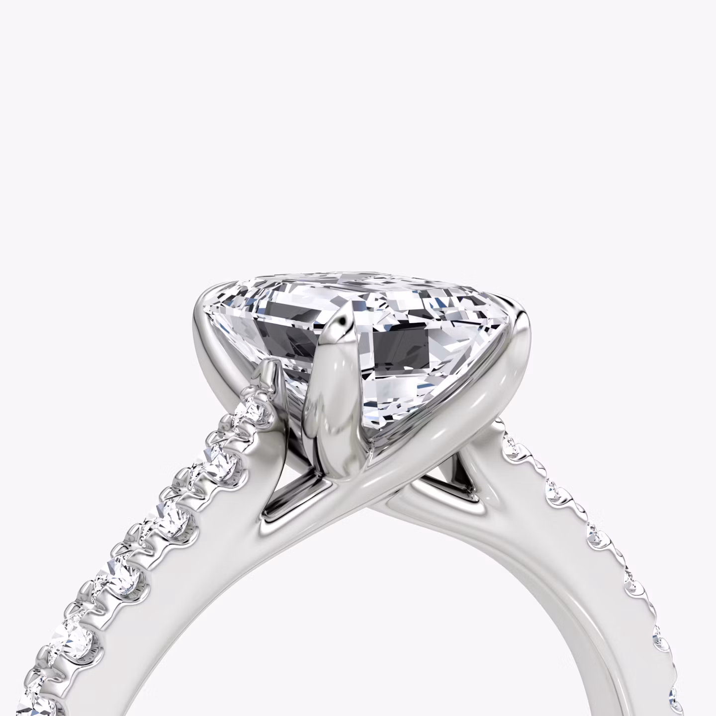 The Trellis Cathedral | Emerald | Platinum | bandAccent: Pavé | diamondOrientation: vertical | caratWeight: other