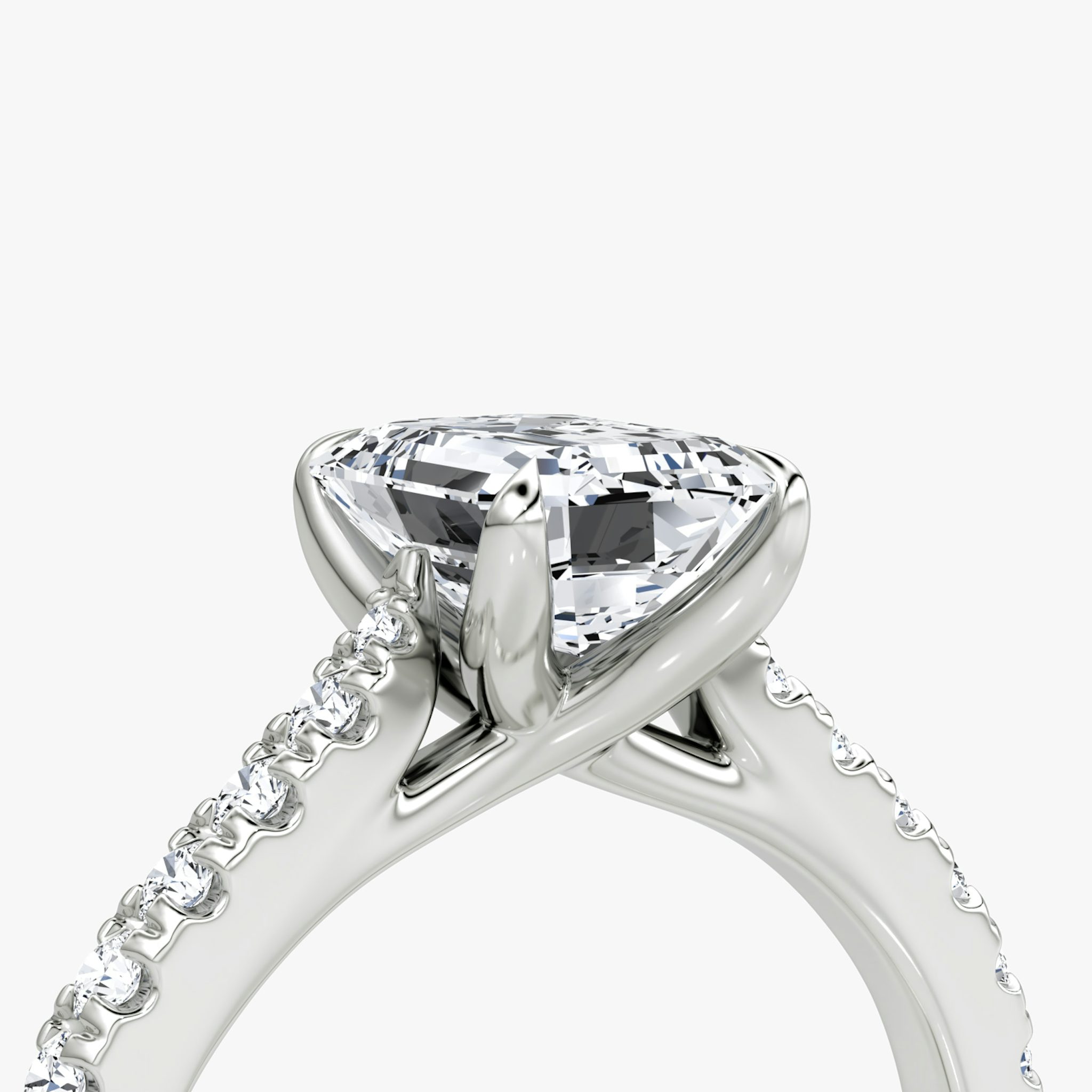 The Trellis Cathedral | Emerald | 18k | White Gold | bandAccent: Pavé | diamondOrientation: vertical | caratWeight: other