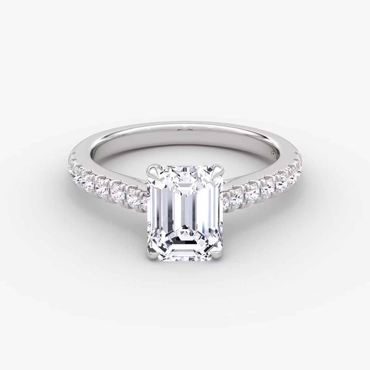 Trellis Cathedral | Emerald | 18k | Weißgold | bandAccent: Mit Pavé-Besatz | diamondOrientation: vertical | caratWeight: other